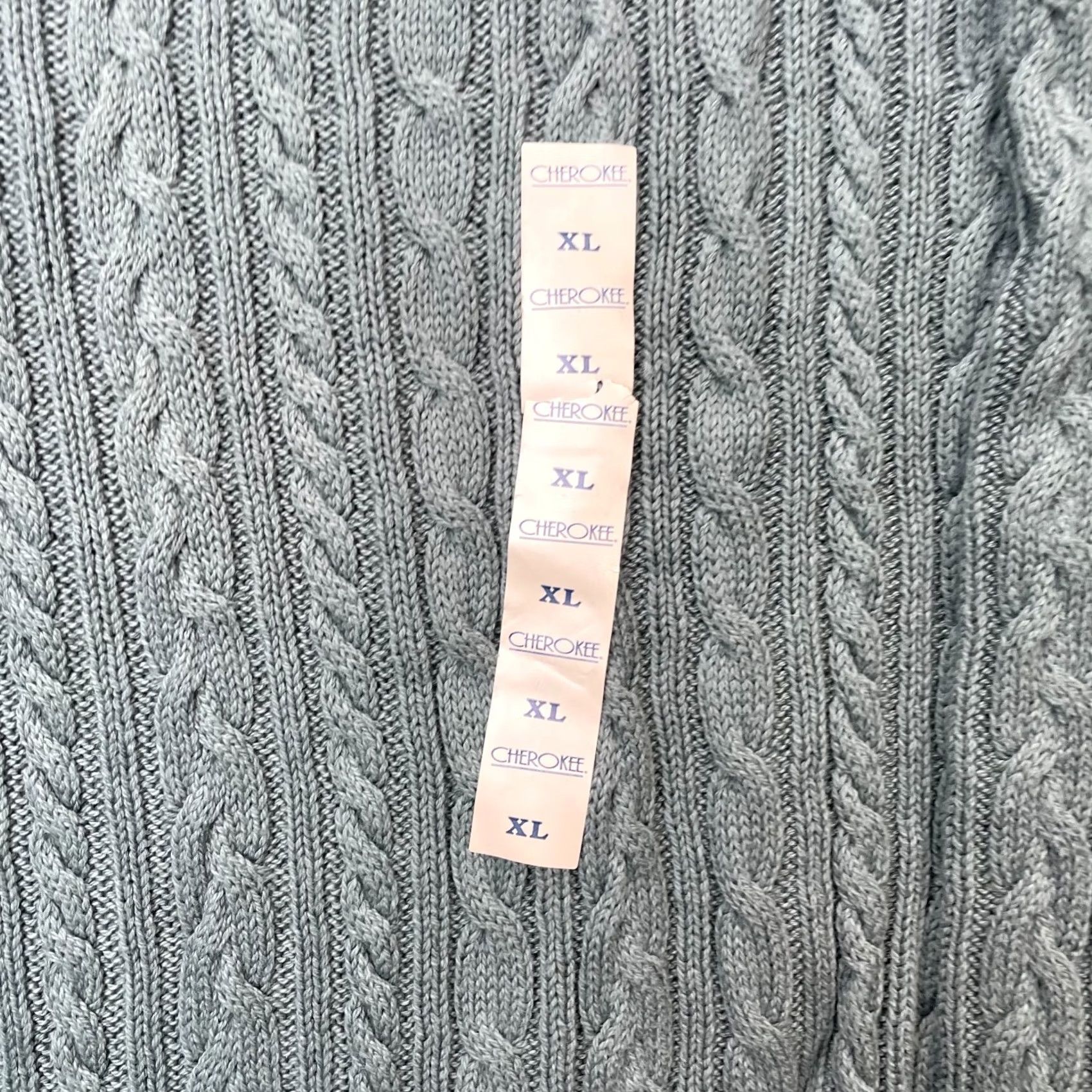 Cherokee VTG Cherokee Sweater Womens XL Gray Cotton Cable Knit Boat Pullover NEW Size XL / US 12-14 / IT 48-50 - 3 Thumbnail