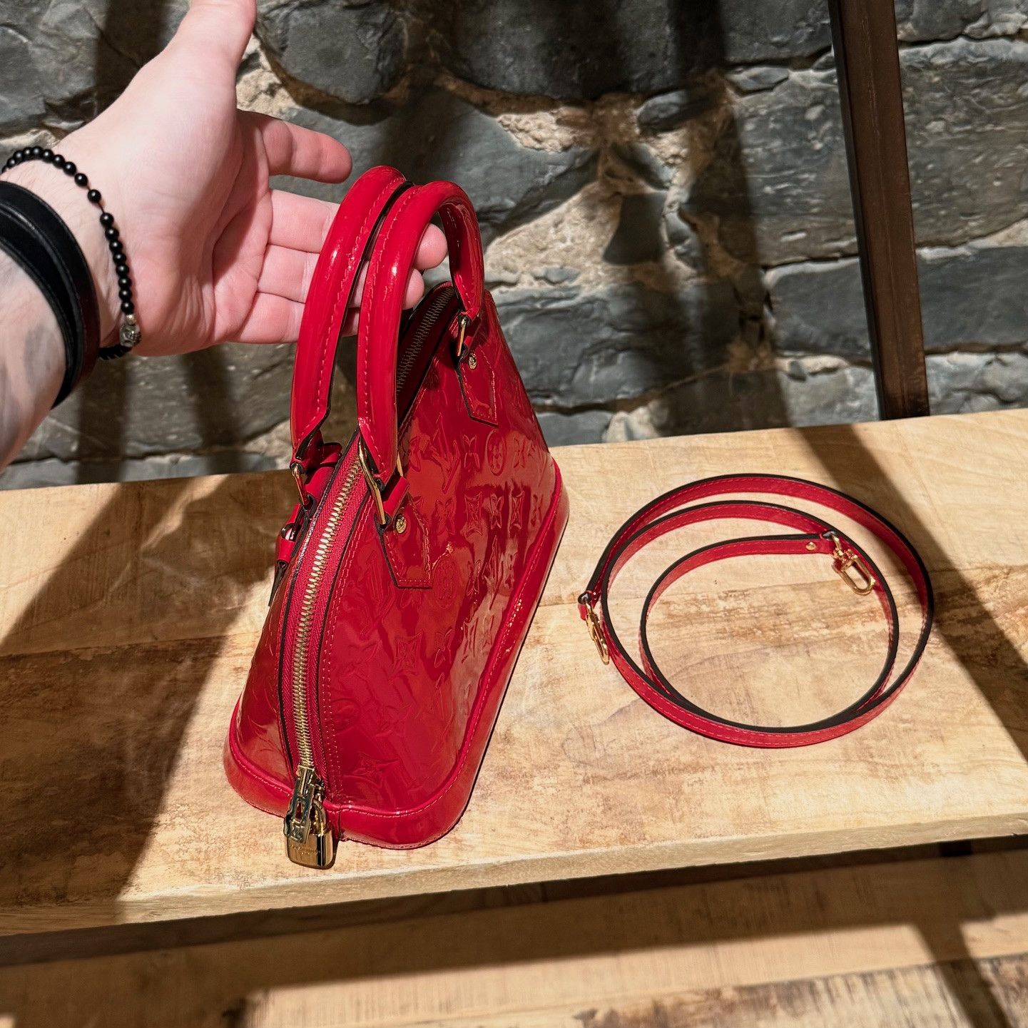 Louis Vuitton Louis Vuitton 2015 Red Monogramme Vernis Alma BB Bag Size ONE SIZE - 16 Thumbnail