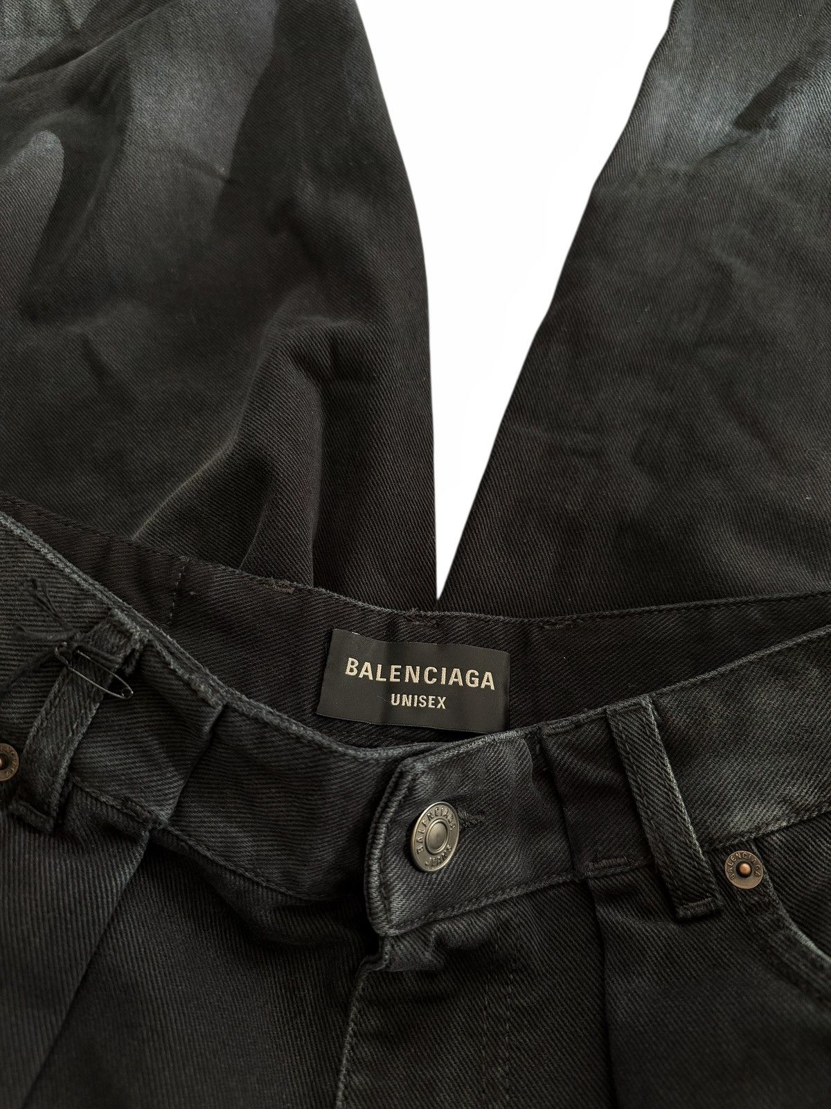 Balenciaga 2023 Soft Black Left Hand Sun Bleached Denim Size US 32 / EU 48 - 6 Thumbnail