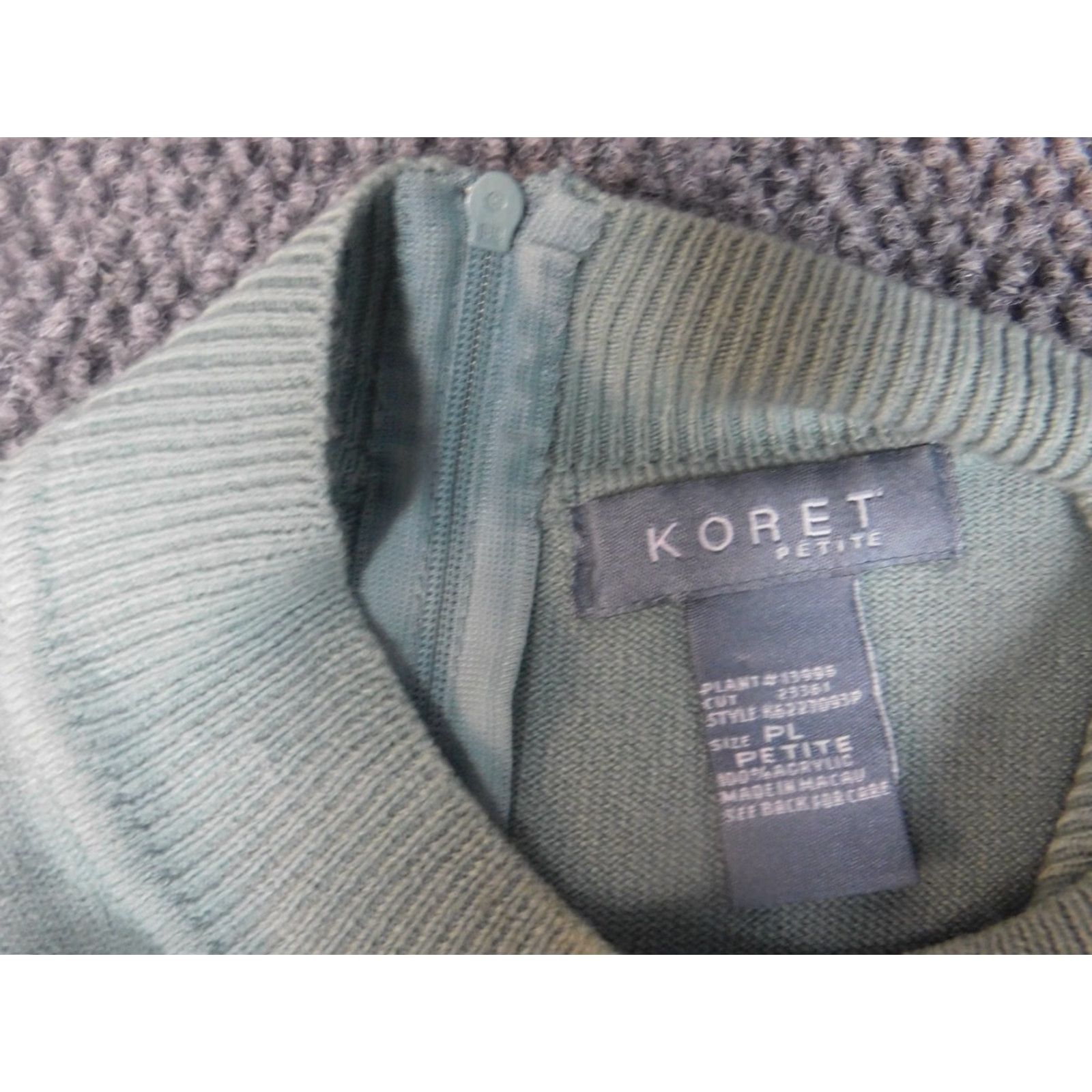 Vintage Koret Womens Sweater Pullover Knit Short Sleeve Green PT Petites Crew Neck Lightweight Size L / US 10 / IT 46 - 6 Thumbnail