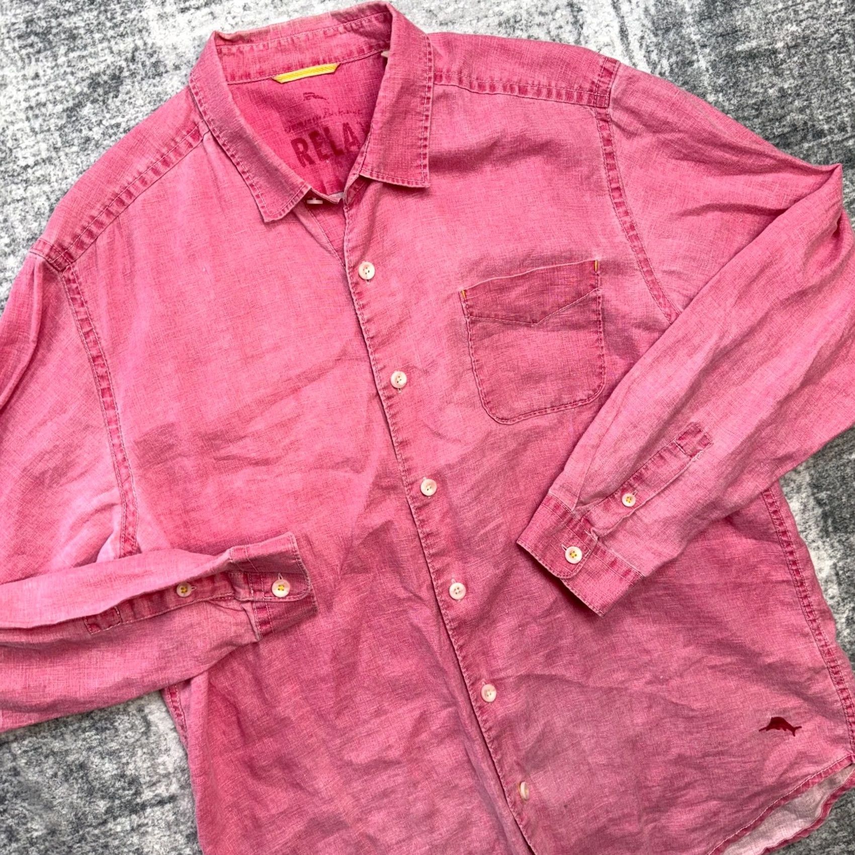 Tommy Bahama Tommy Bahama Shirt Men Large Pink Linen Button-Up Beach Resort Casual Relaxed Fit Size L Size US L / EU 52-54 / 3 - 2 Thumbnail
