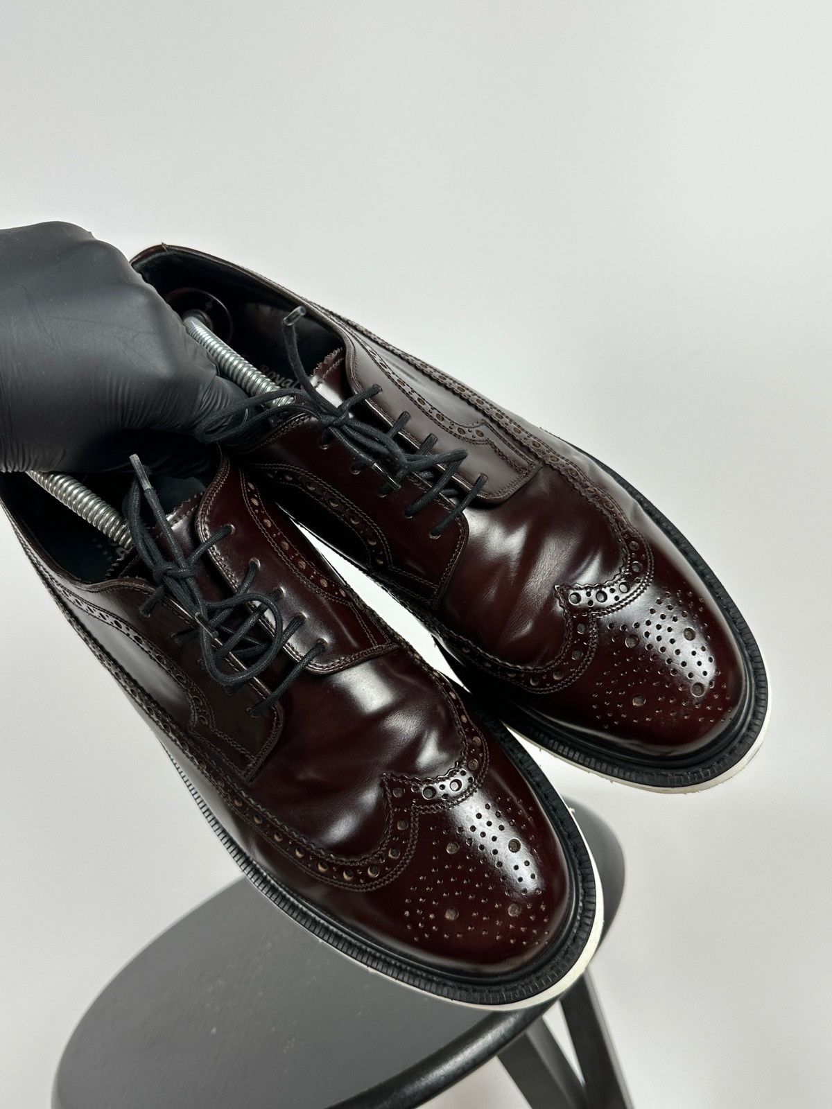 Loake Loake Navy Burgundy Patent Leather Brogue Boots Shoes Size US 10.5 / EU 43-44 - 13 Thumbnail