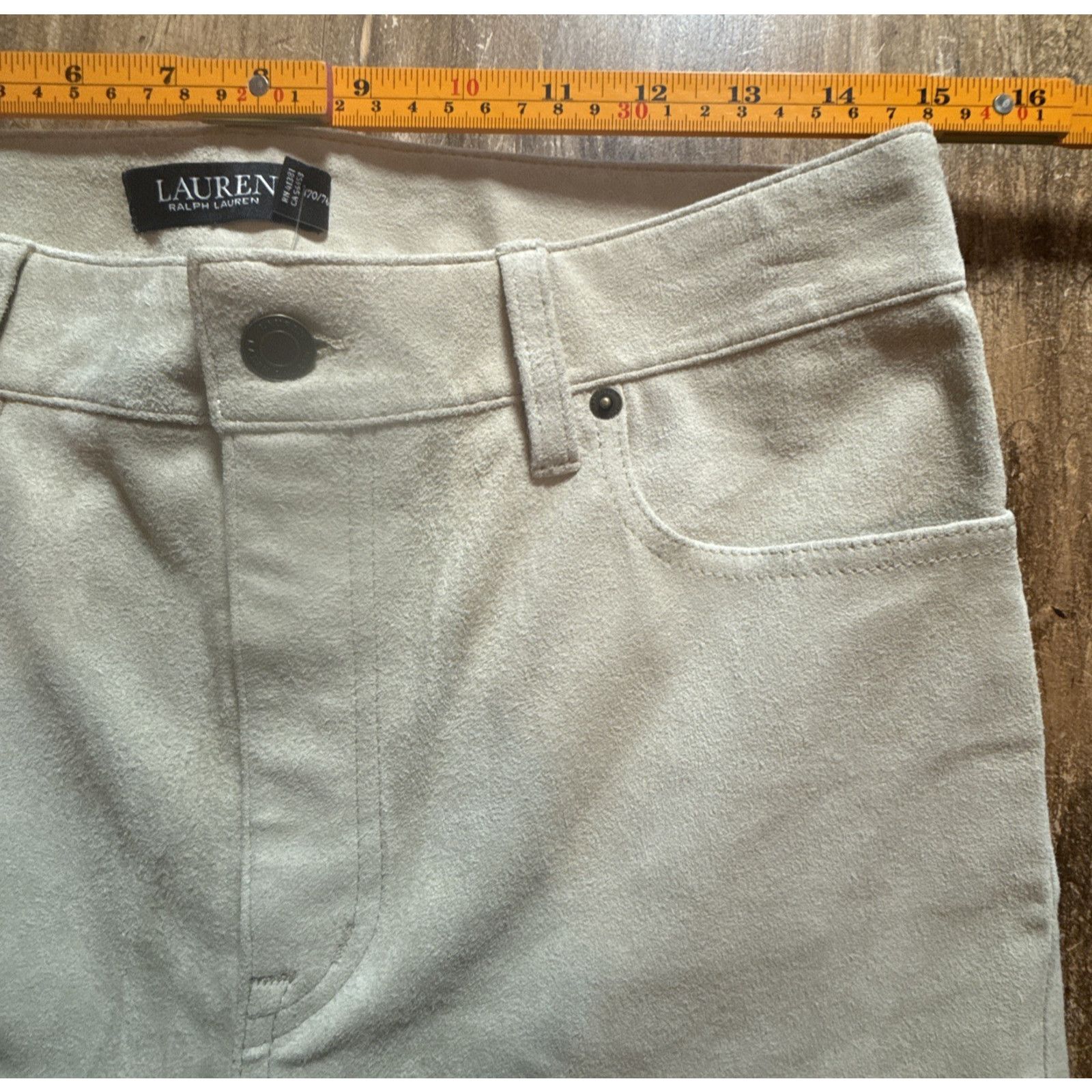 Lauren Ralph Lauren Lauren Ralph Pale Parchment High Rise Straight Leg Suede Size 30" / US 8 / IT 44 - 8 Thumbnail