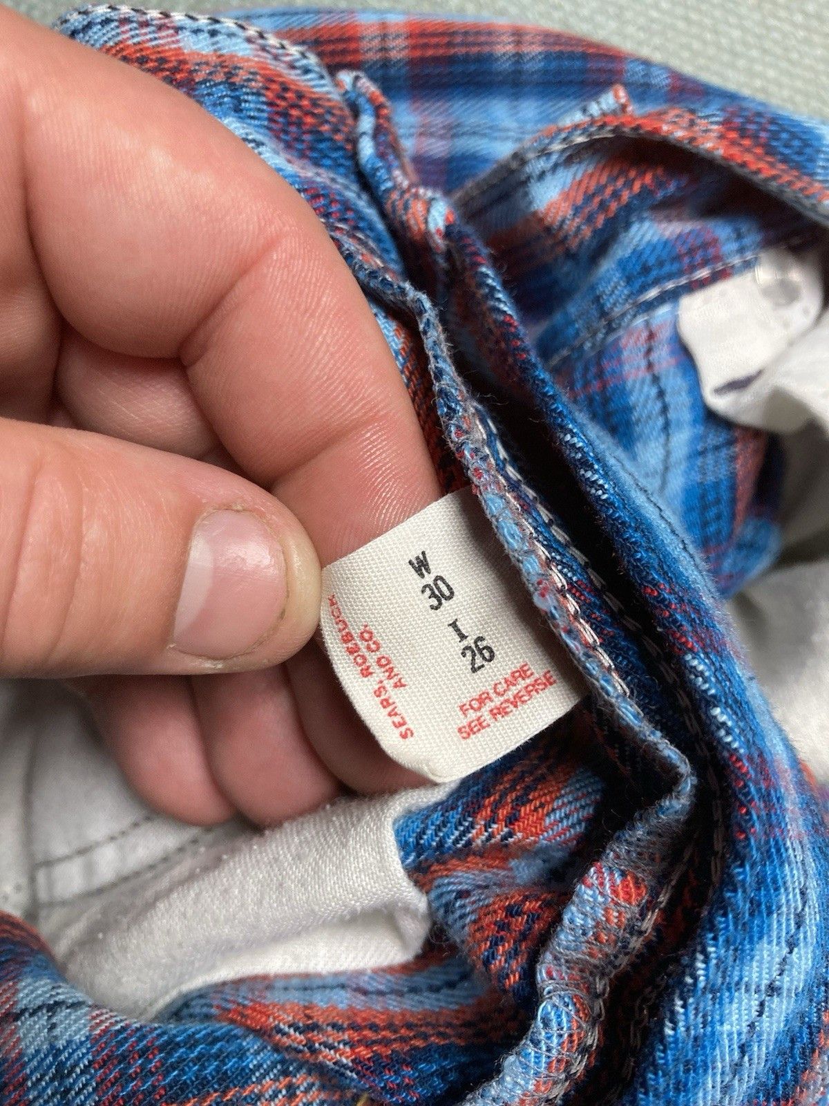 Vintage 1970s sears flare pants toughskins plaid wide hippie 29x25 Size 29" - 7 Thumbnail
