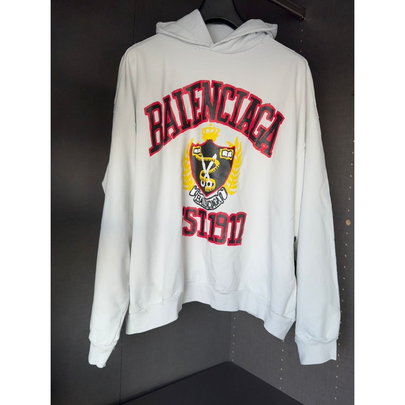 Balenciaga o1alis0126 DIY College or University hooded sweatshirt white Size US XL / EU 56 / 4 - 1 Thumbnail