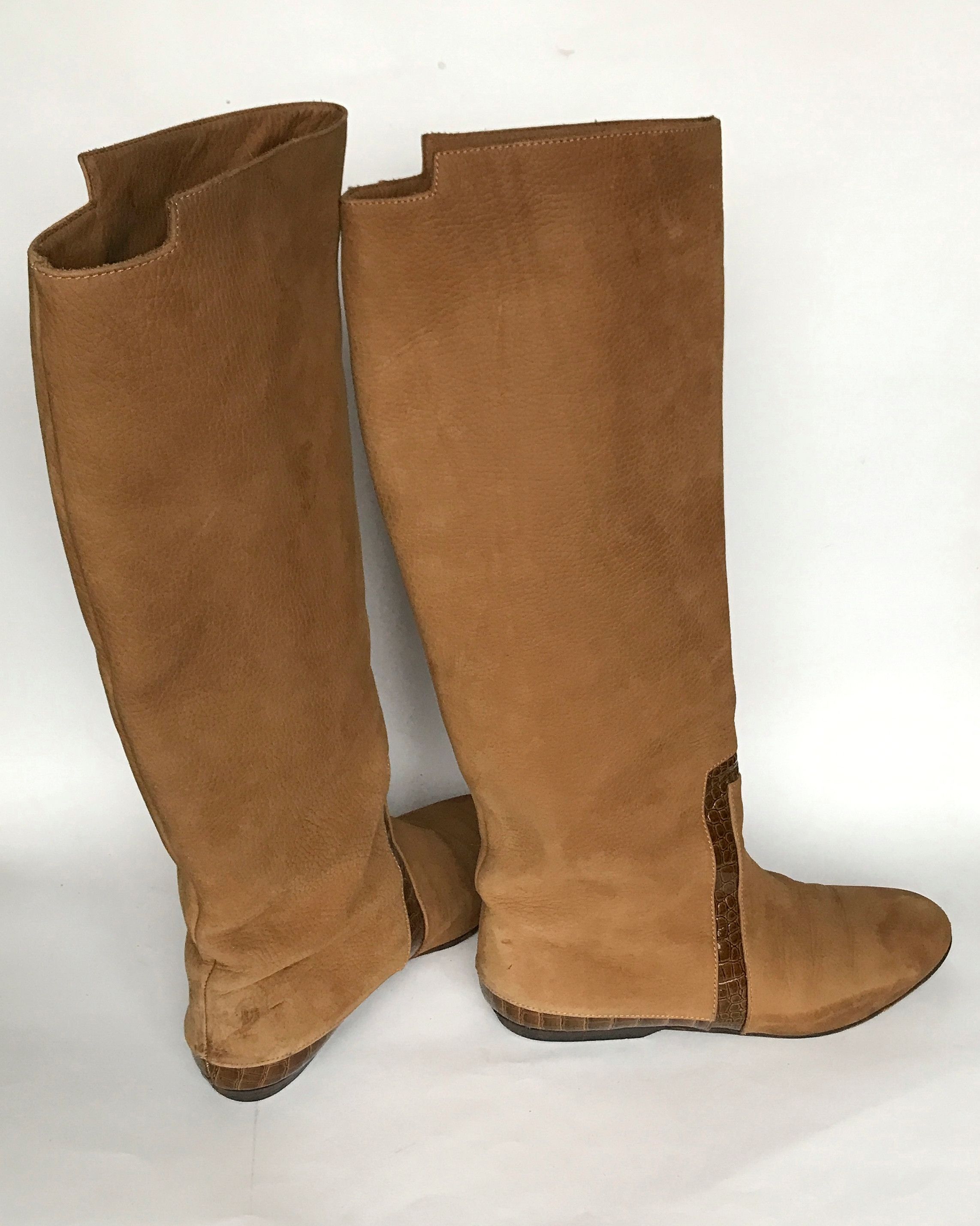Fendi VINTAGE Y2K FENDI NUBUCK BOOTS WITH ALIGATHOR LEATHER EU38 Size US 8 / IT 38 - 3 Thumbnail