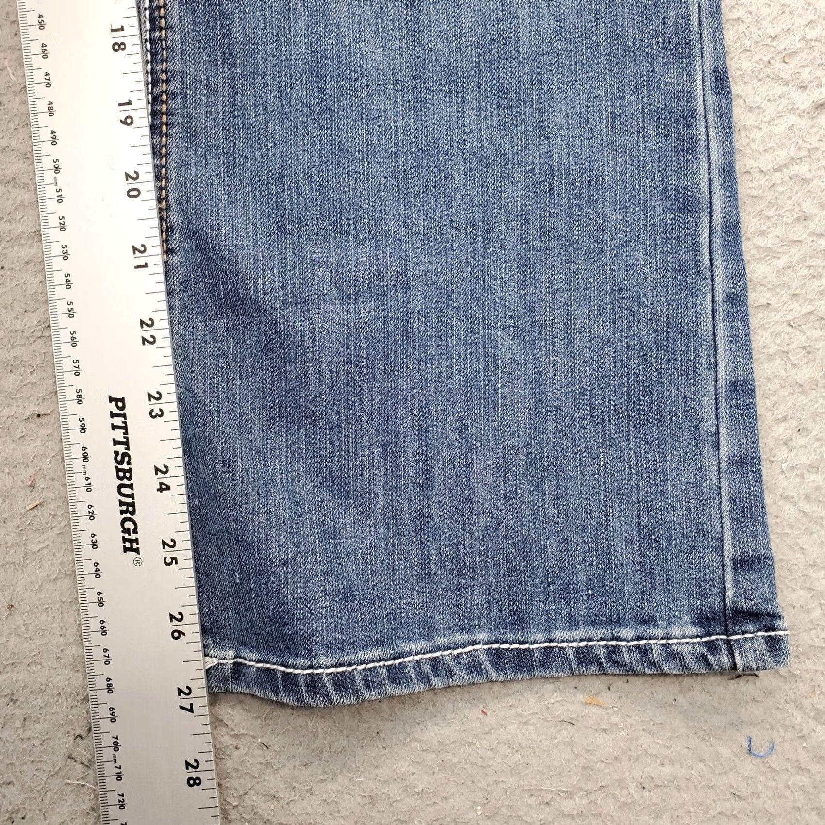 Vintage Earl Jeans Womens Bootcut Jeans 8P Blue Petites 5-Pocket Embroidered Beaded Thick Stitch Denim Size 30" / US 8 / IT 44 - 4 Thumbnail