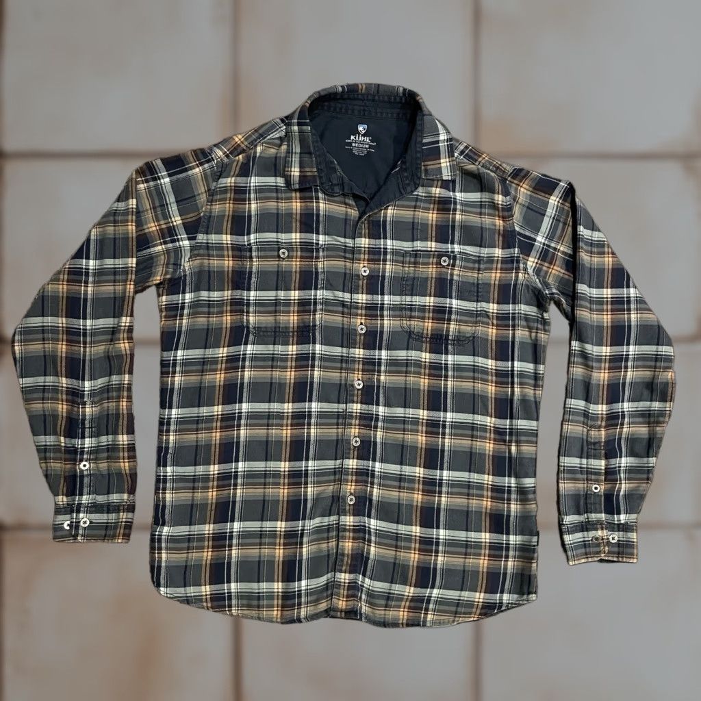 Vintage Kuhl Fugitive Flannel Shirt Mens M Blue Orange Plaid Long Sleeve Button Up Shirt Size US M / EU 48-50 / 2 - 1 Thumbnail
