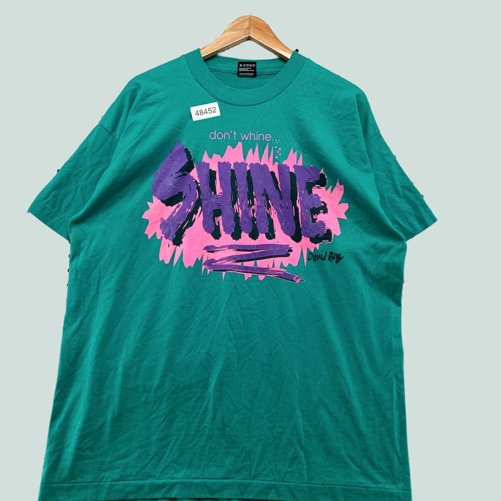 Fruit Of The Loom VINTAGE David Ring Evangelist Shirt Mens XL Green 90s Don't Whine Shine Jesus Size US XL / EU 56 / 4 - 1 Thumbnail