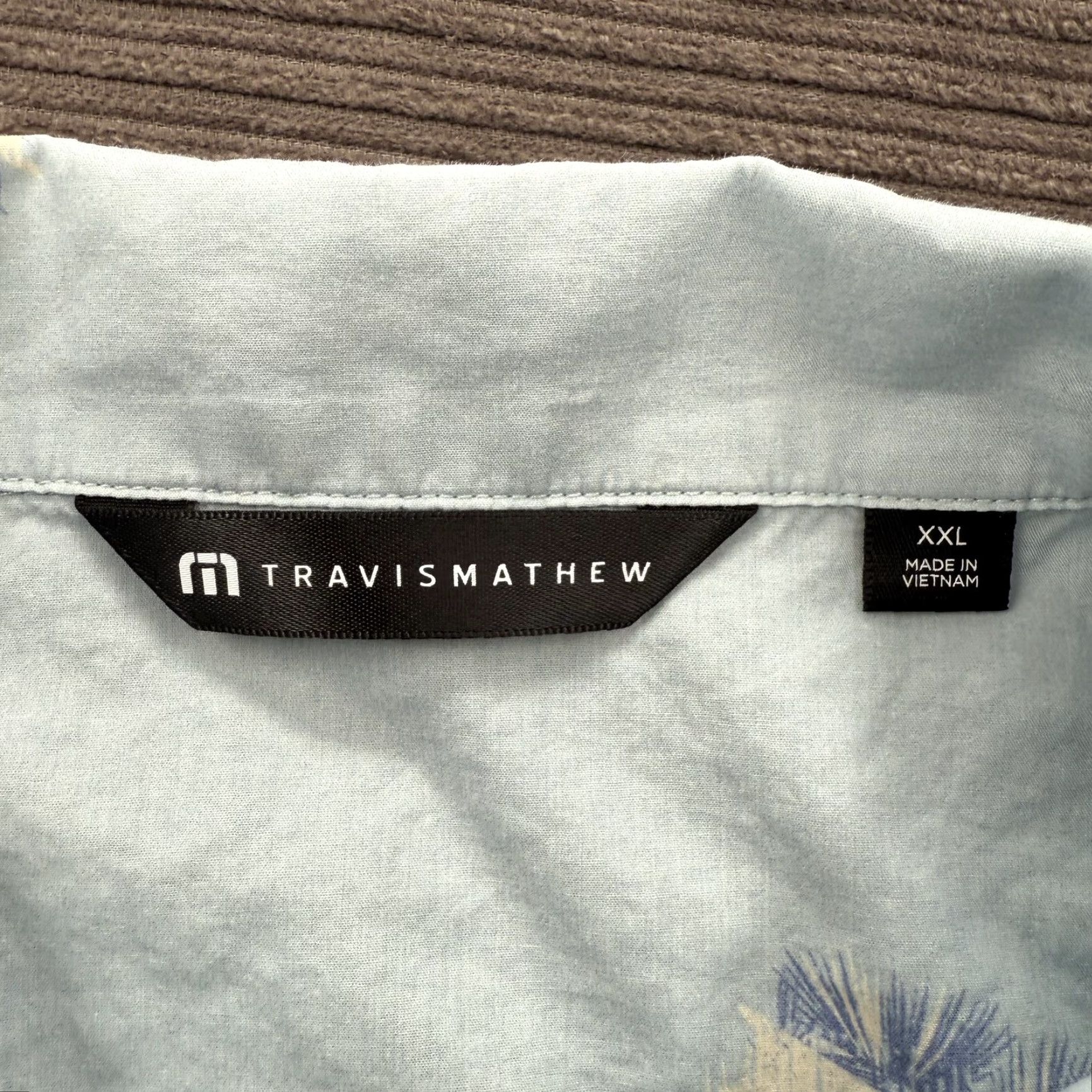 TravisMathew TravisMathew Shirt Mens 2XL Blue Palm Tree Print Button Up Short Sleeve Casual Size US XXL / EU 58 / 5 - 3 Thumbnail