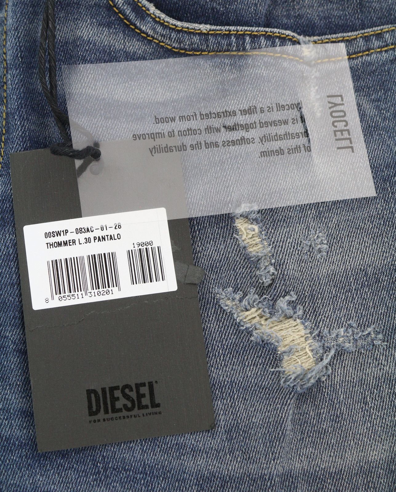 Diesel THOMMER 083AC W28/L30 Blue Distress Slim Skinny Jeans 89140 Size US 28 / EU 44 - 8 Thumbnail
