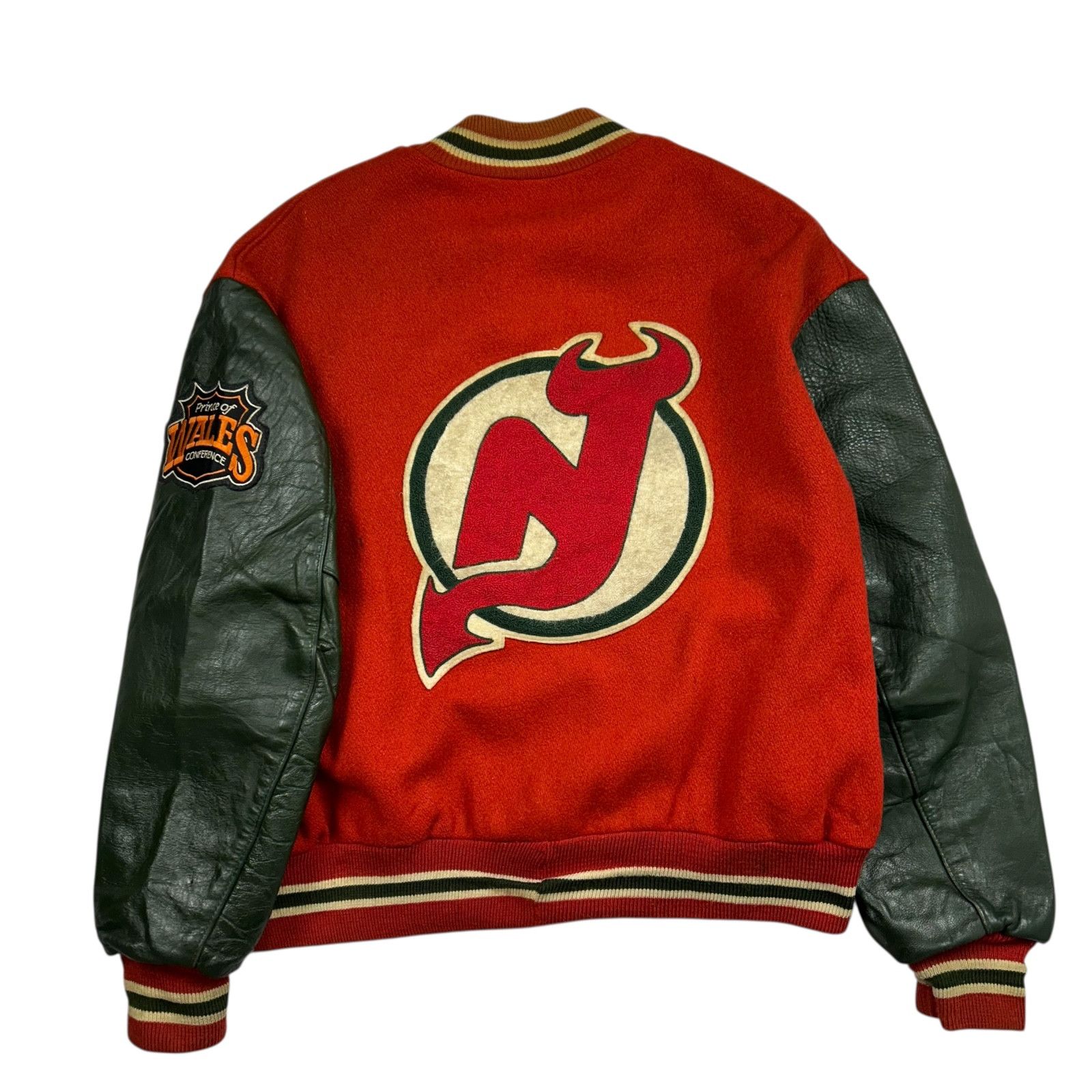 NHL VTG 90s NEW JERSEY DEVILS DELONG VARSITY JACKET LEATHER WOOL Size US XL / EU 56 / 4 - 1 Thumbnail