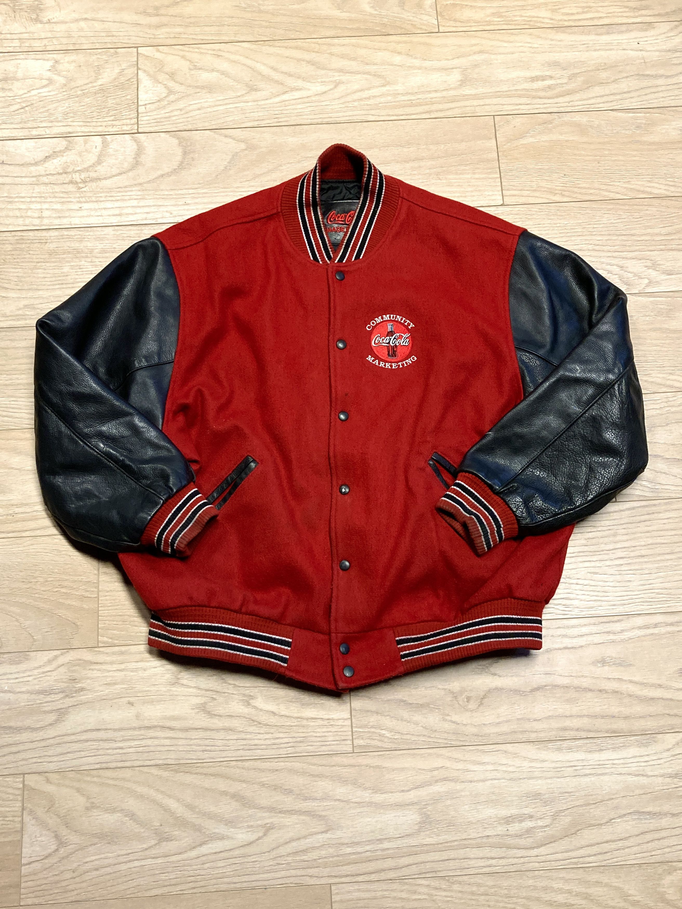 image of Coca Cola Coca-Cola Varsity Jacket in Black Red, Men's (Size 2XL)