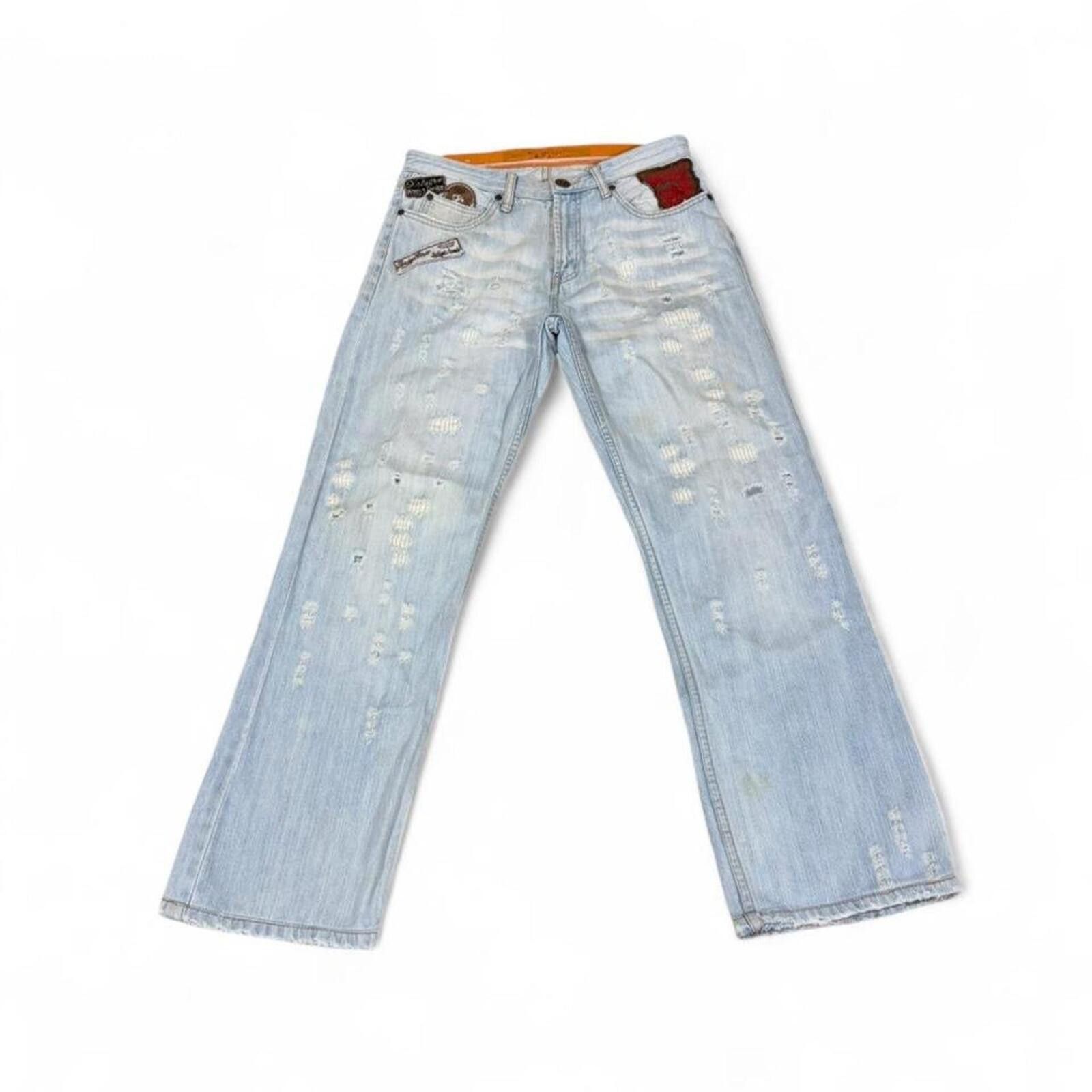 Replay Replay Light wash denim jeans with patches and ripped look Size US 31 - 3 Thumbnail