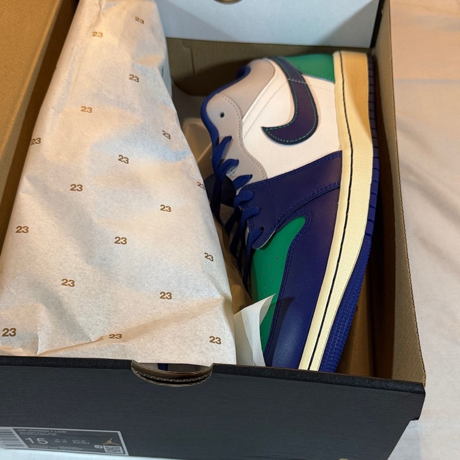 Nike Jordan 1 Low - Sail/Deep Royal Blue sz 15 Size US 15 / EU 48 - 4 Thumbnail