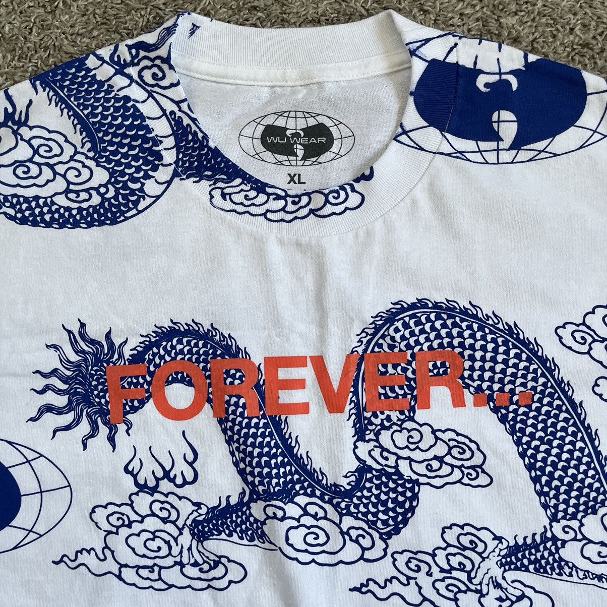 Wu-Tang Clan 🔴Wu-Wear Shirt Size XL Wu-Tang Dragons White Blue Rza Gza Size US XL / EU 56 / 4 - 6 Thumbnail