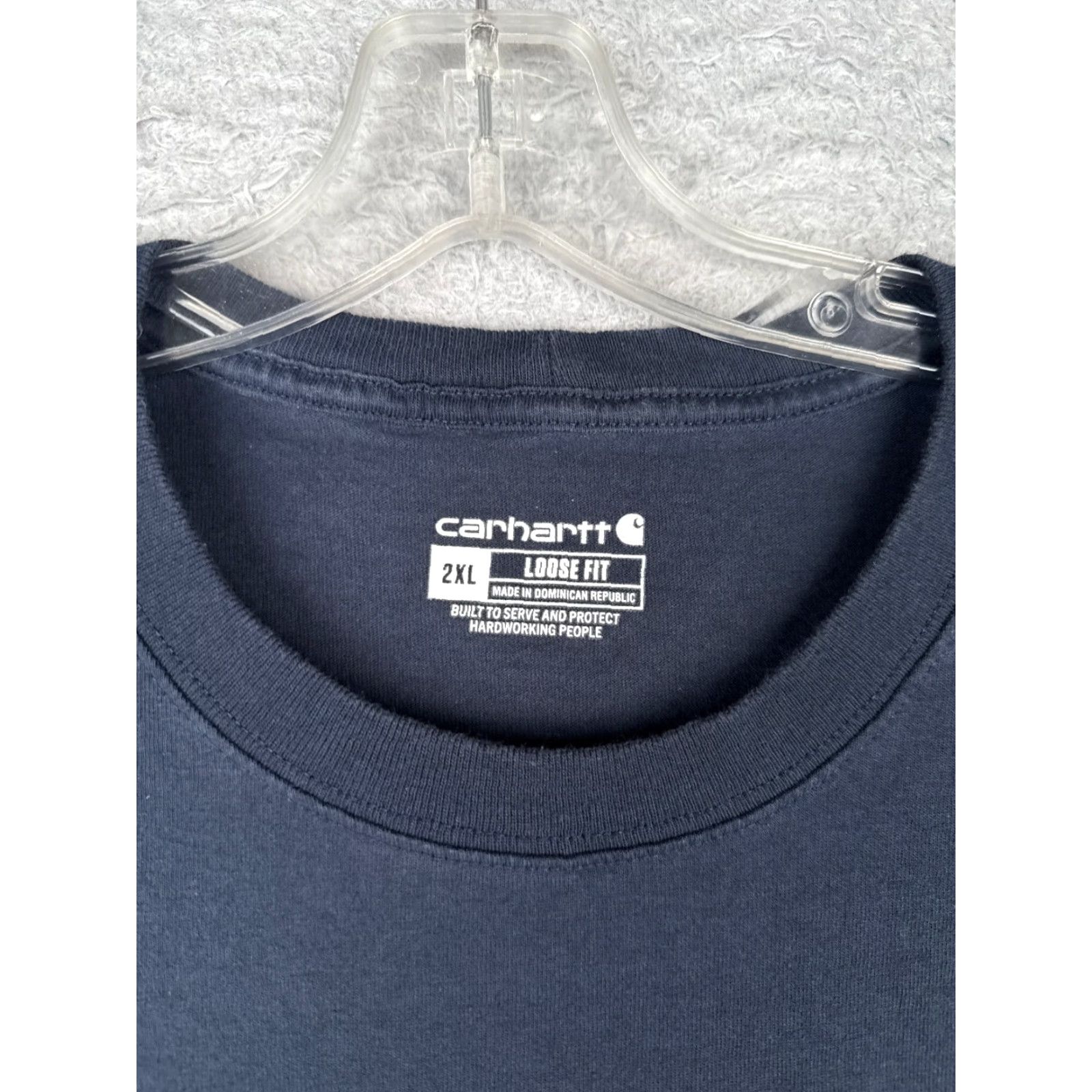Carhartt Carhartt Shirt Mens 2XL Blue Crew Neck Pocket 100% Cotton Workwear T‑Shirt Adult 2XL Mens White Spots Size US XXL / EU 58 / 5 - 7 Thumbnail