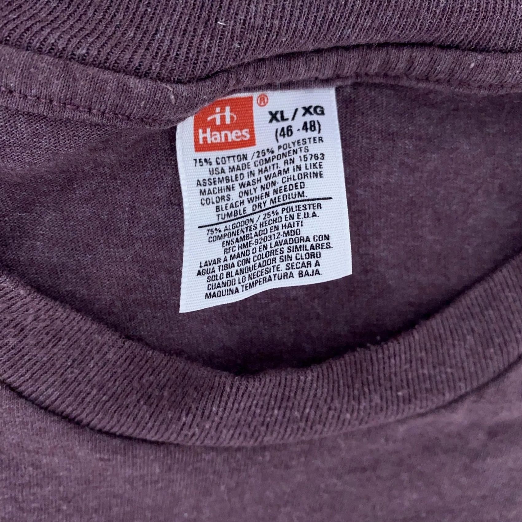 Hanes Hanes Purple PocketShirt Mens XL Crewneck Short Sleeve Tee Size US L / EU 52-54 / 3 - 7 Thumbnail