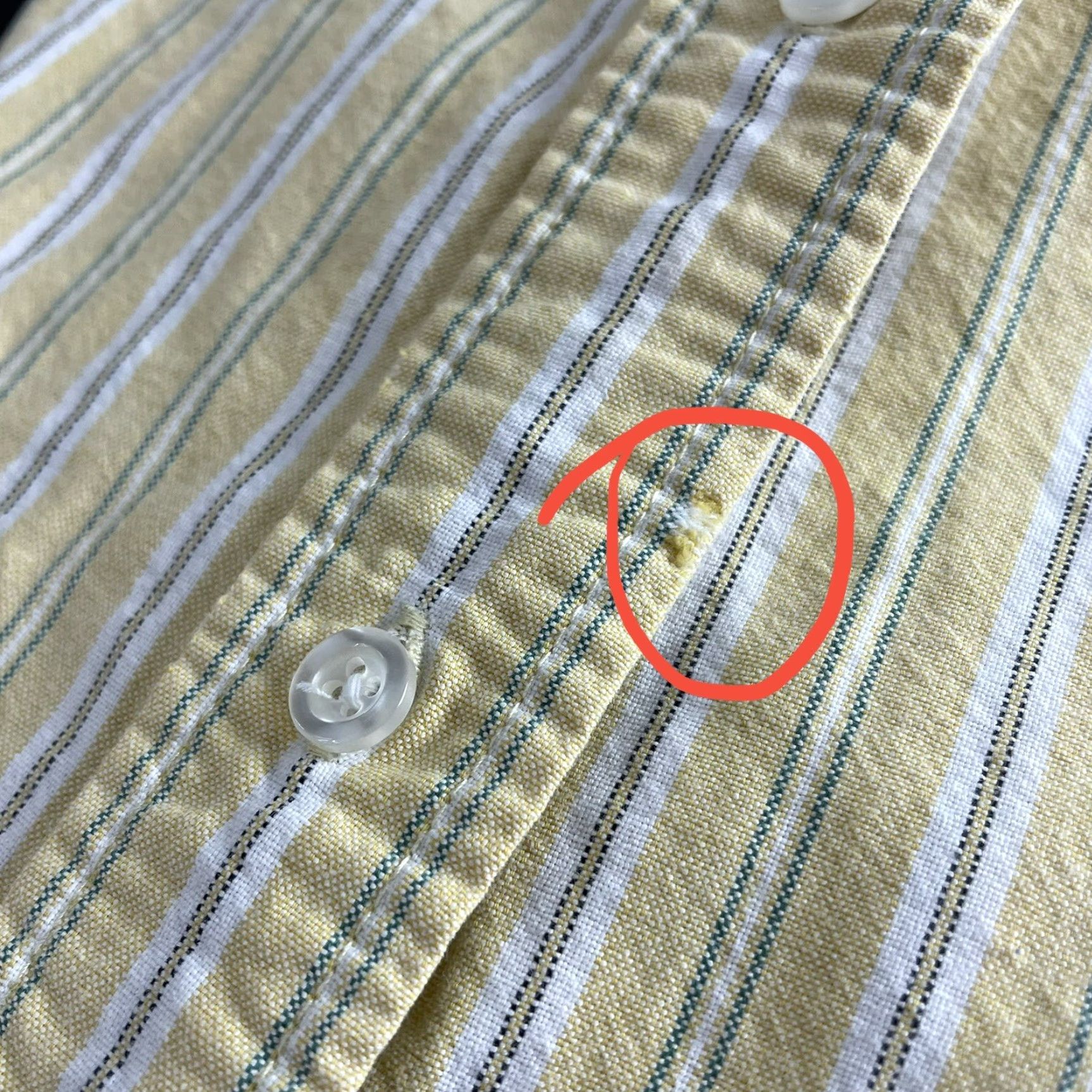 Vintage VINTAGE Urban Pipeline Button-Up Dress Shirt Mens Large Yellow Pinstripe Shirt Size 42R - 7 Thumbnail