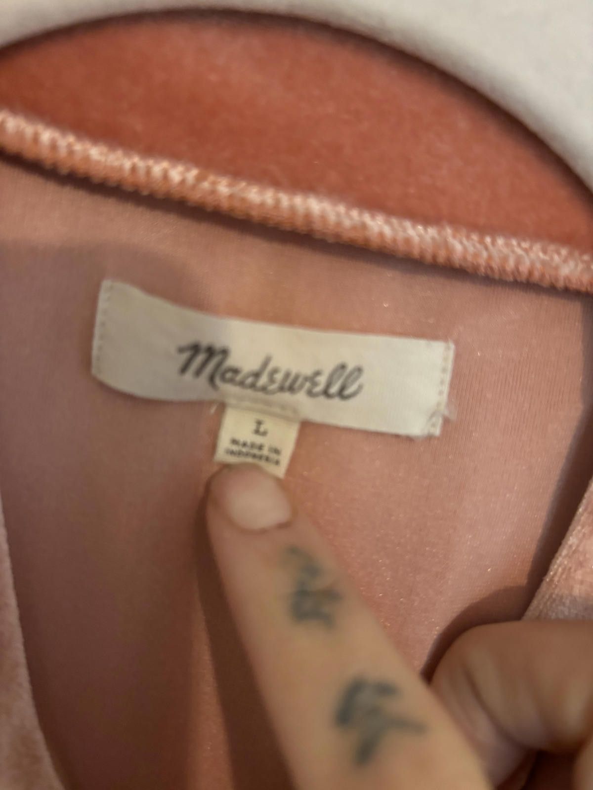 Madewell Madewell Velvety Peach Top with Tie-Detail Size L / US 10 / IT 46 - 3 Thumbnail