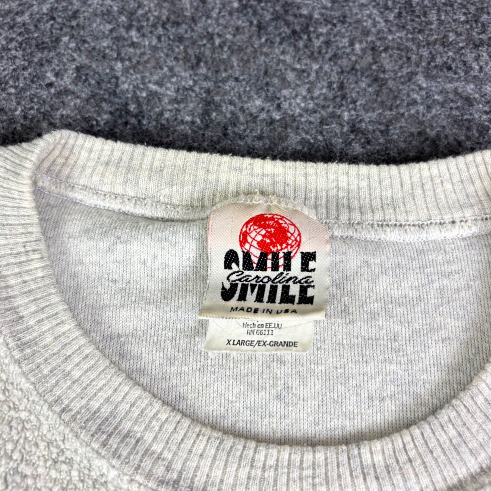 Vintage VINTAGE Carolina Smile Sweatshirt Mens XL Gray Crew Neck Graphic Print Embroidered Logo Fleece Pullover United States Summer? Size US XL / EU 56 / 4 - 6 Thumbnail