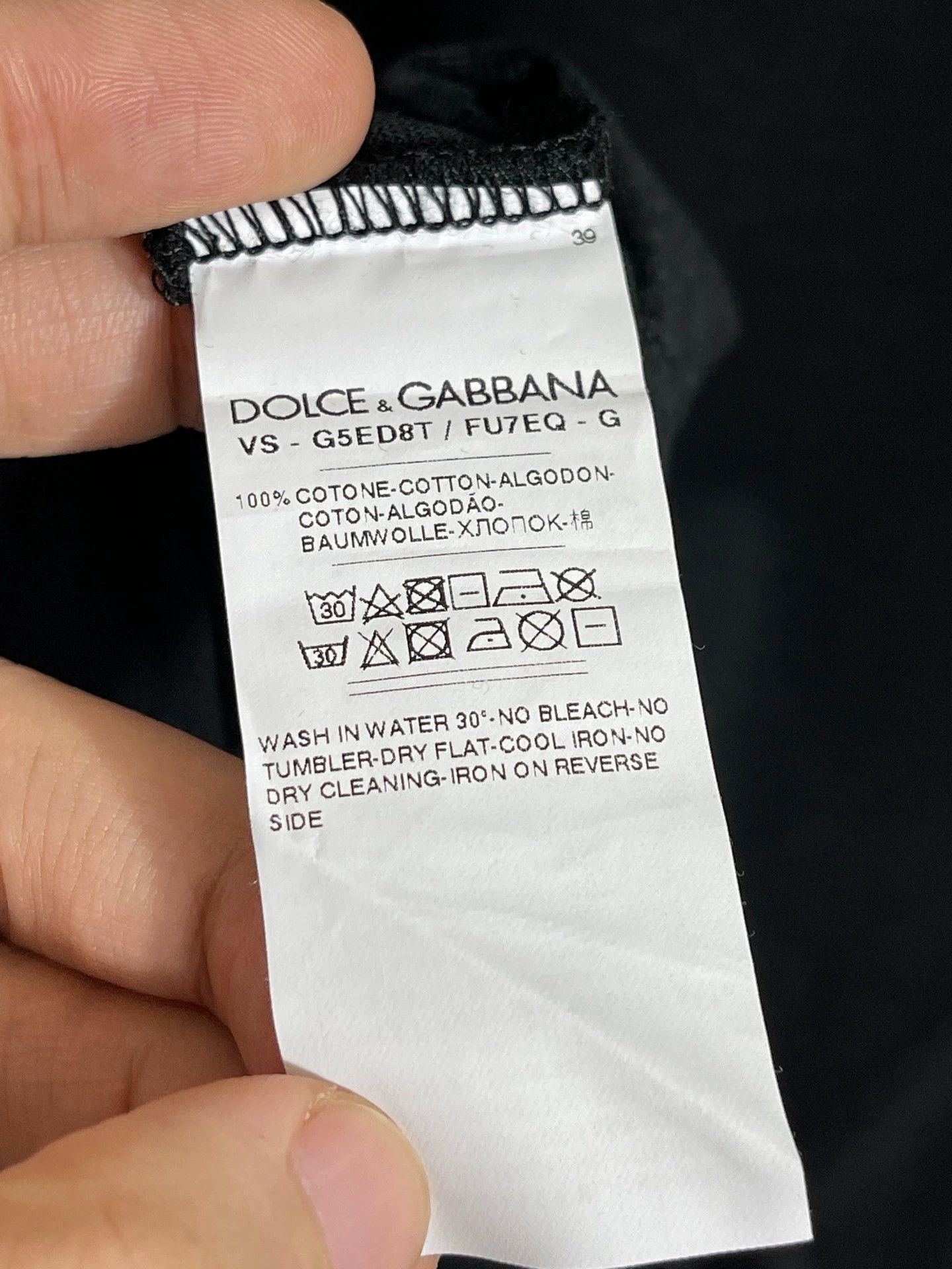 Dolce & Gabbana DG Slim Fit Black White Crown Embroidered SS Shirt 39 Size US M / EU 48-50 / 2 - 7 Thumbnail