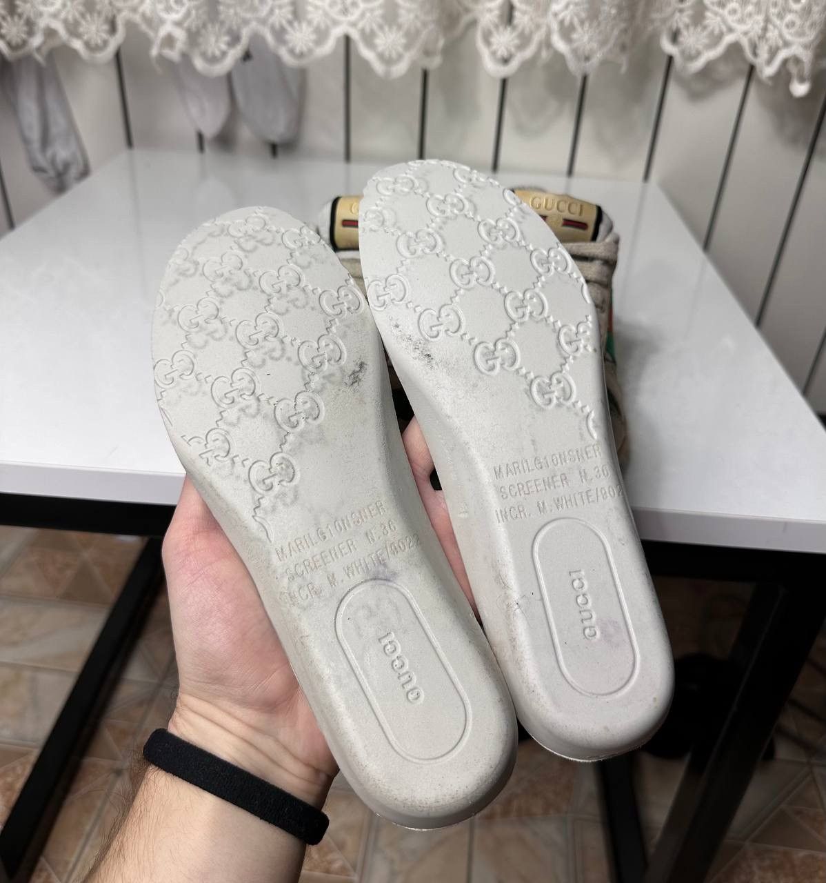 Gucci Gucci Screener Leather GG Canvas Double G Logo Sneakers Size US 5.5 / IT 35.5 - 23 Thumbnail
