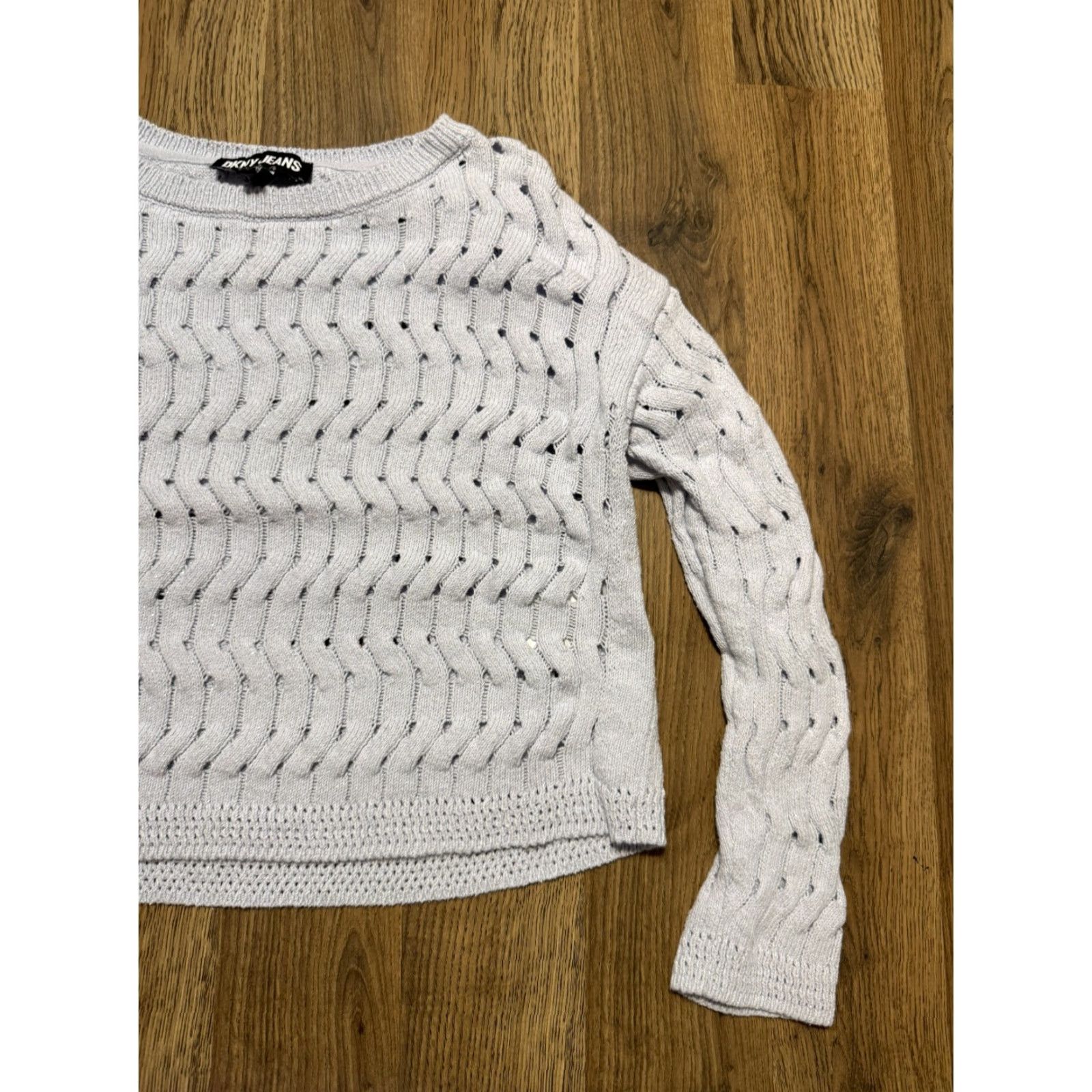 DKNY DKNY Jeans Sweater Women's Small Blue Silver Sparkle Pullover Knit Pullover Casual Fall Winter Spring Summer Regular Fit Size S / US 4 / IT 40 - 4 Thumbnail