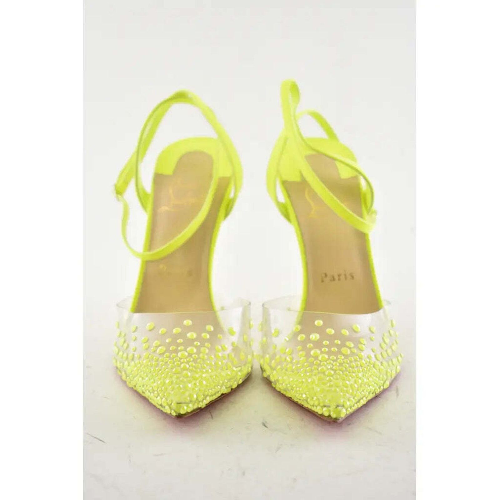 Christian Louboutin Spikaqueen 100 Yellow PVC Ankle Strap Sandal Heel Pump 35 Size US 5 / IT 35 - 6 Thumbnail