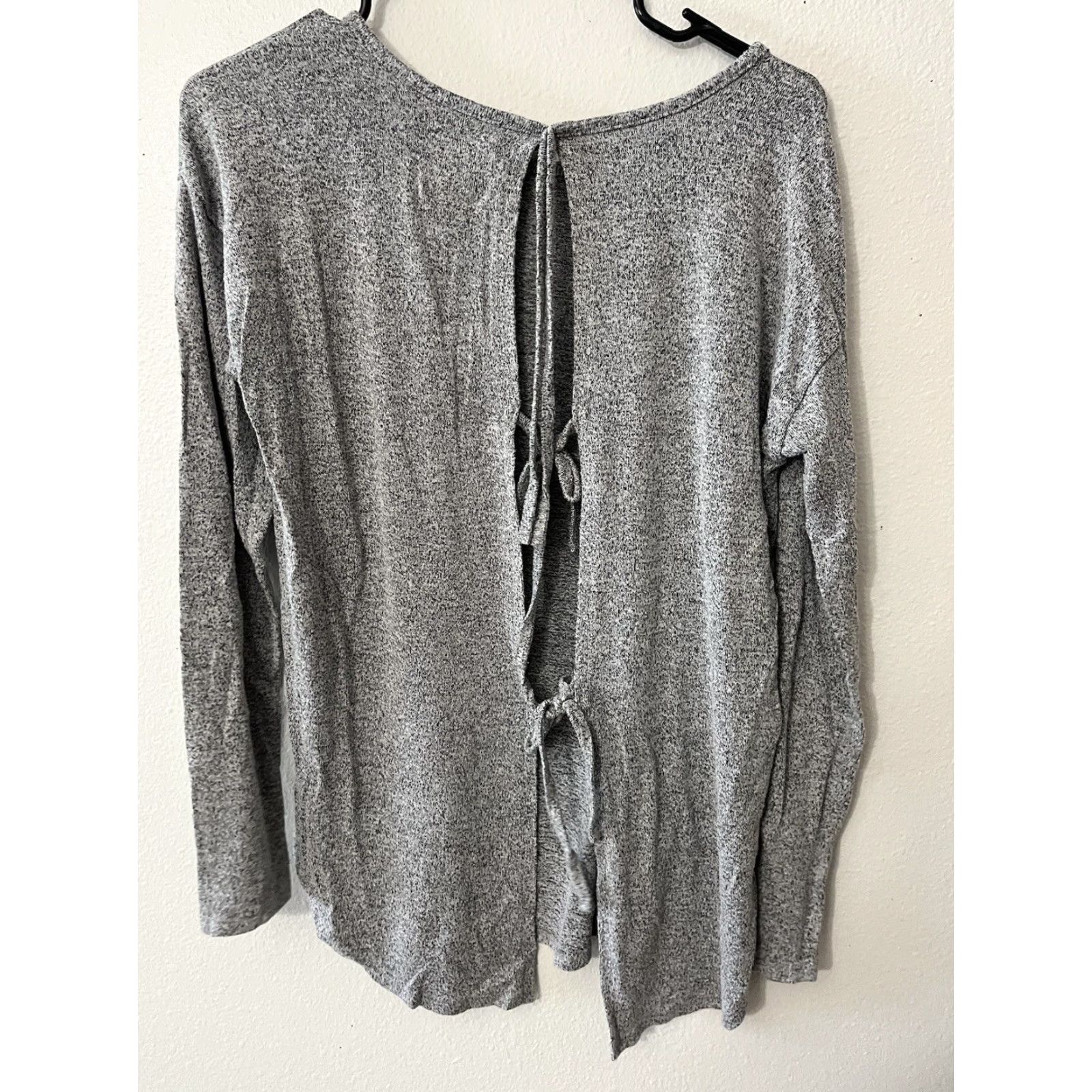 Vintage Aerie Shirt Women M Gray Long Sleeve Open Tie Back T-Shirt Womens Size M / US 6-8 / IT 42-44 - 2 Thumbnail