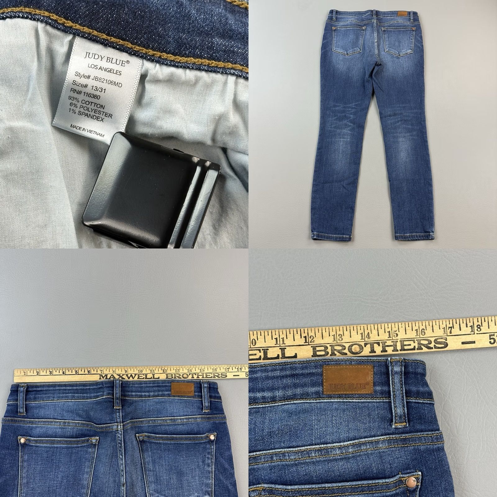 Denime Judy Blue Jeans Women's 13/31 Blue Denim Skinny Fit Stretch Mid Rise Casual Jeans Size 24" / US 00 / IT 34 - 8 Thumbnail