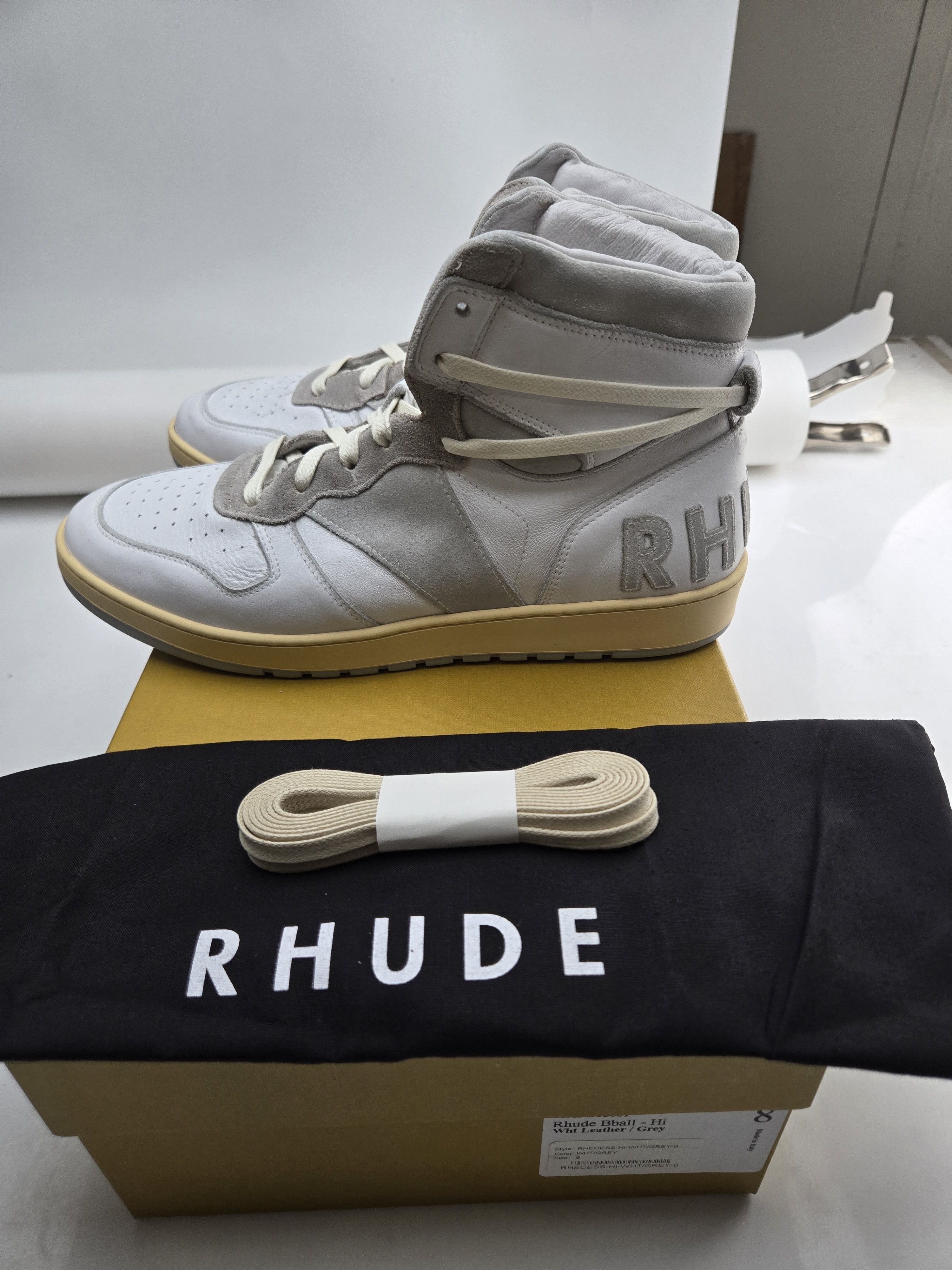 Rhude Rhecess Hi White Leather Grey