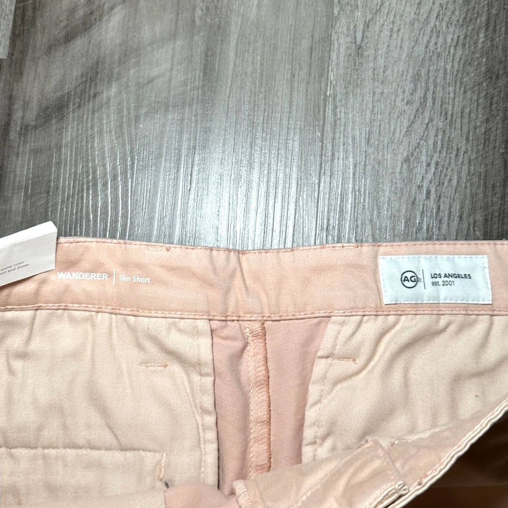 Vintage VINTAGE AG Adriano Goldschmied The Wanderer Slim Pink Chino Trouser Shorts Mens 33 Regular Pink 8in 35in 10in NR19 Size US 33 - 6 Thumbnail