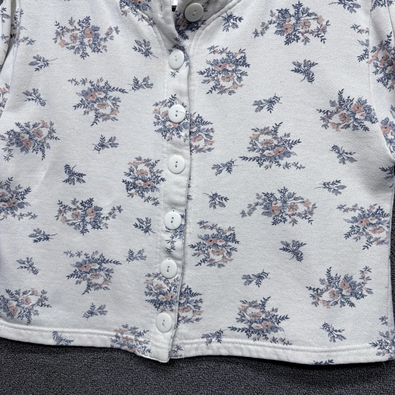 Vintage Vintage Energie Ivory Floral Button Up Crop Cardigan 90s 80s Size M / US 6-8 / IT 42-44 - 3 Thumbnail