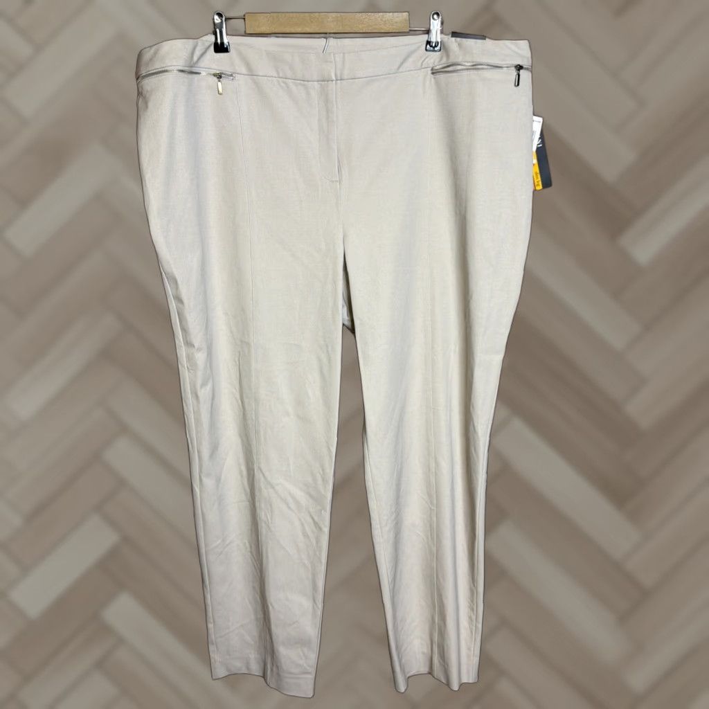 Alfani Alfani 24W Tummy Control Slim Leg Pants Beige Womens Plus Size NWT Pants Size 42" / US 20 - 1 Thumbnail