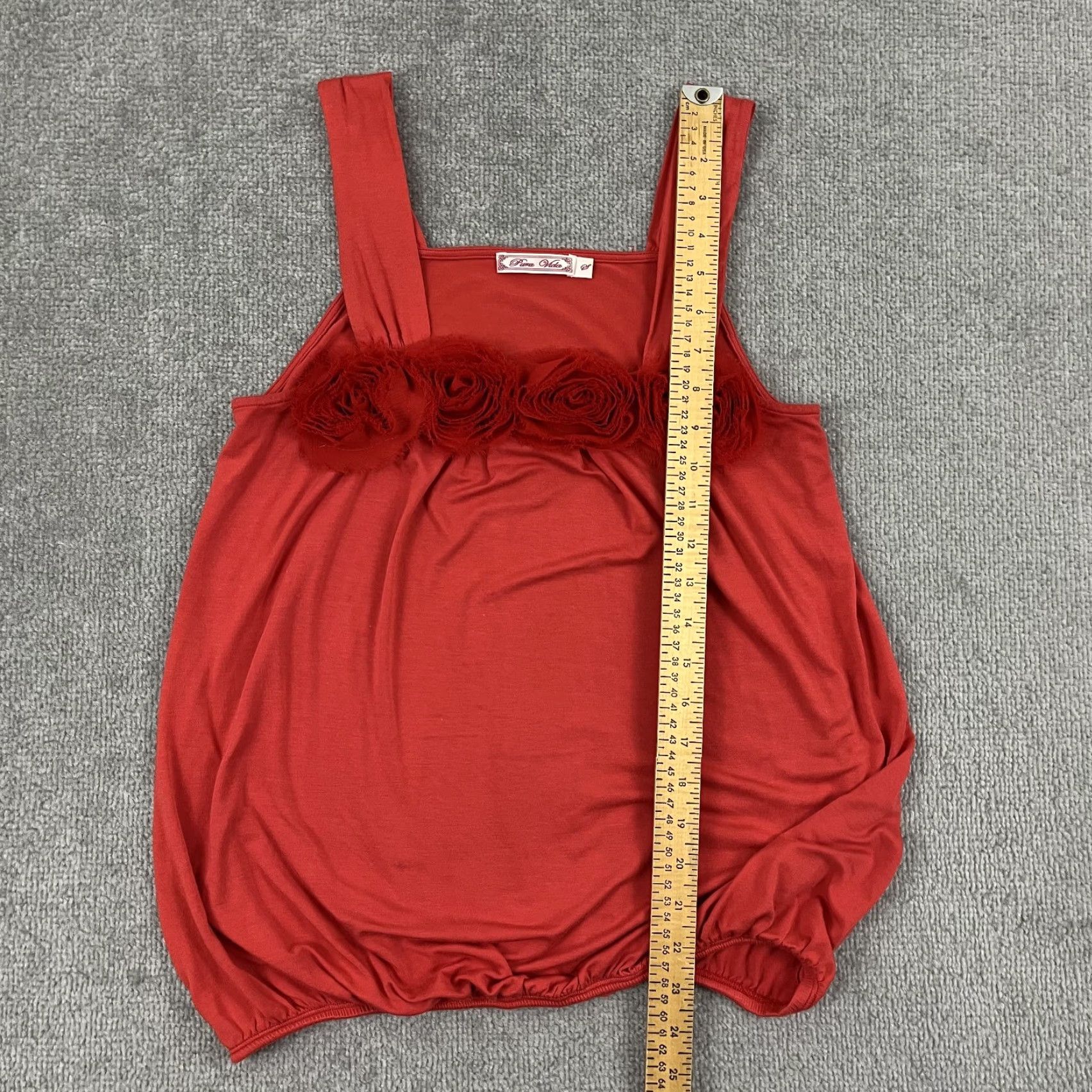 Vintage Pura Vida Tank Top Womens S Orangish Red Floral Puff Accent Romantic Vampire Shirt Size S / US 4 / IT 40 - 4 Thumbnail