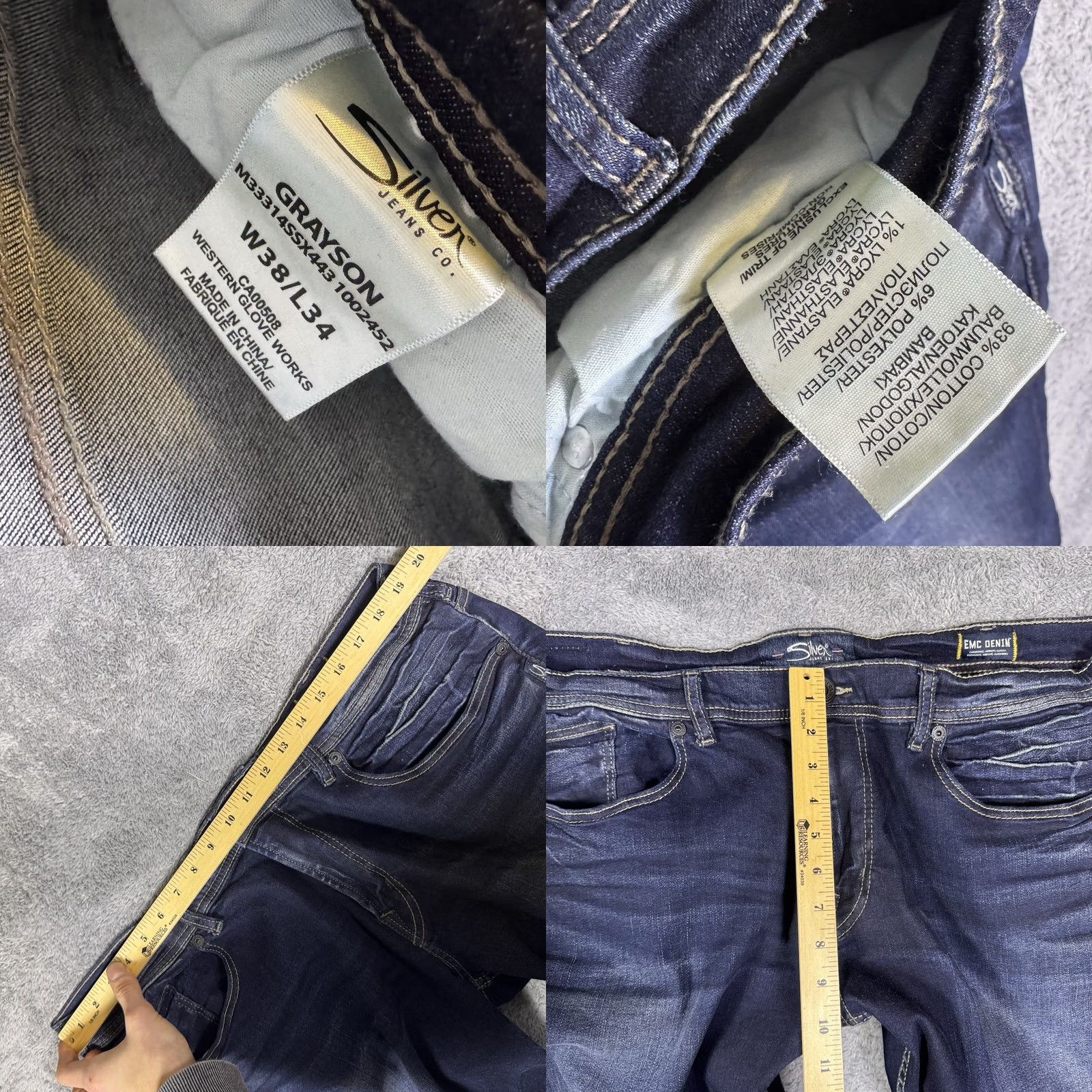 Silver Jeans Co. Silver Jeans Mens Grayson Bootcut Jeans 38x34 Dark Wash Thick Stitch EMC Denim Blue USA Rock Size US 38 / EU 54 - 8 Thumbnail