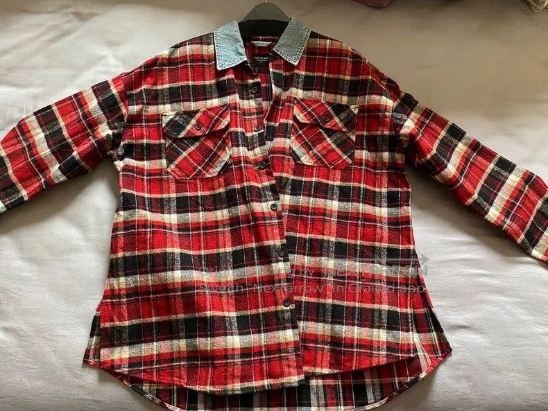 Fear of God Fear Of God Denim Collared Flannel Shirt Red Plaid