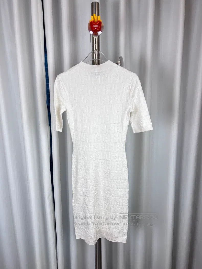 Fendi Fendi White double F full print knit dress Size XXS / US 00 / IT 34 - 2 Thumbnail