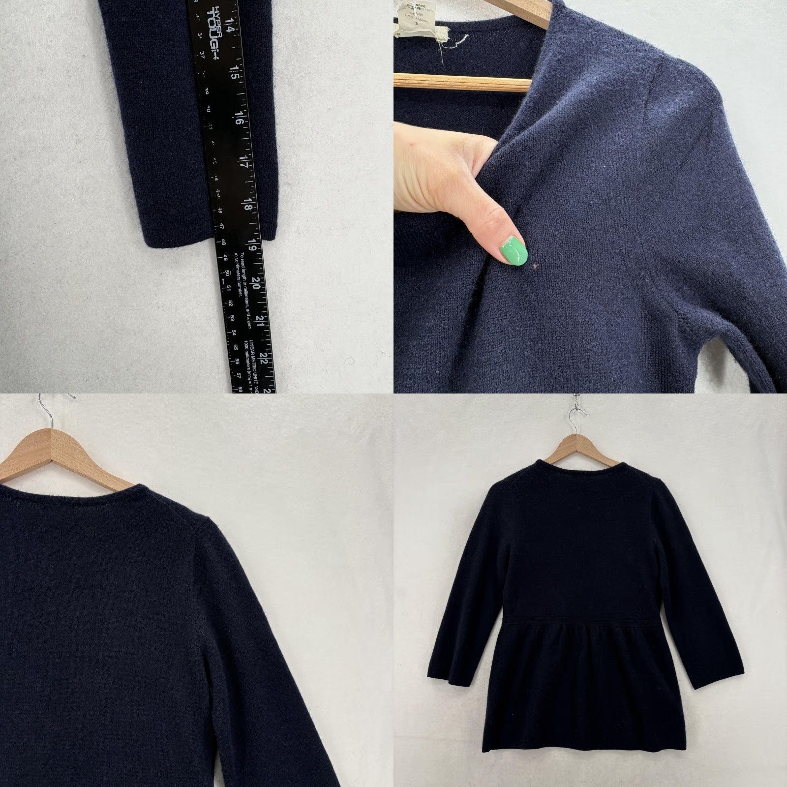 J.Crew J.CREW Sweater Womens Small Blue 100% Cashmere Pockets 3/4 Sleeve Tunic Crew Neck VTG Size S / US 4 / IT 40 - 8 Thumbnail