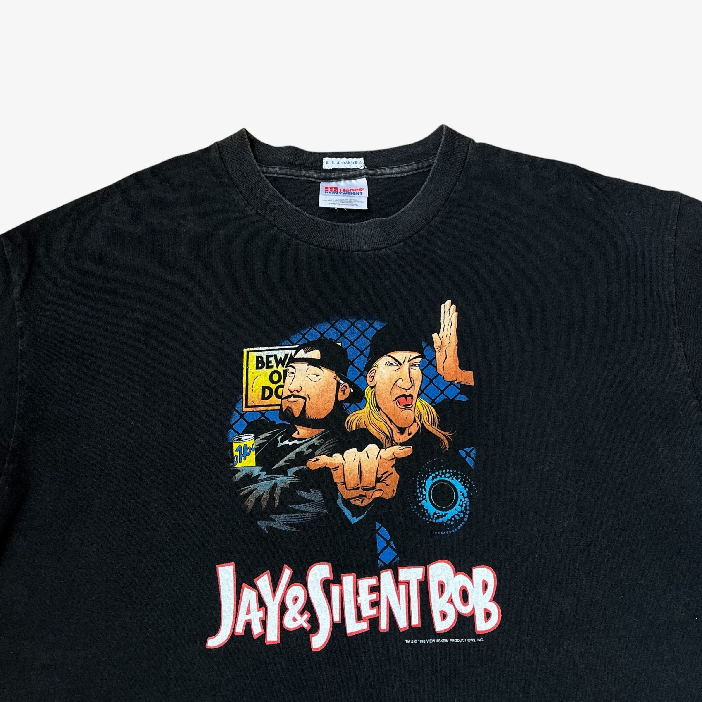 Hanes Vintage 90s Hanes Jay & Silent Bob 1998 Print Black T-Shirt Size US XL / EU 56 / 4 - 5 Thumbnail