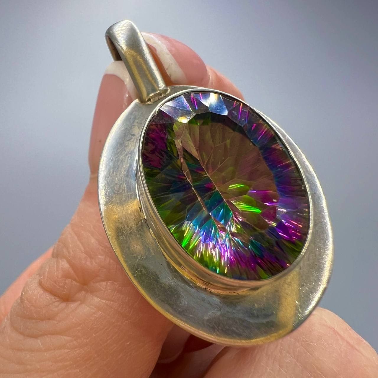 Sterling Silver Vintage Pendant Sterling Silver 925 Gemstone Mystic Topaz Size ONE SIZE - 1 Thumbnail