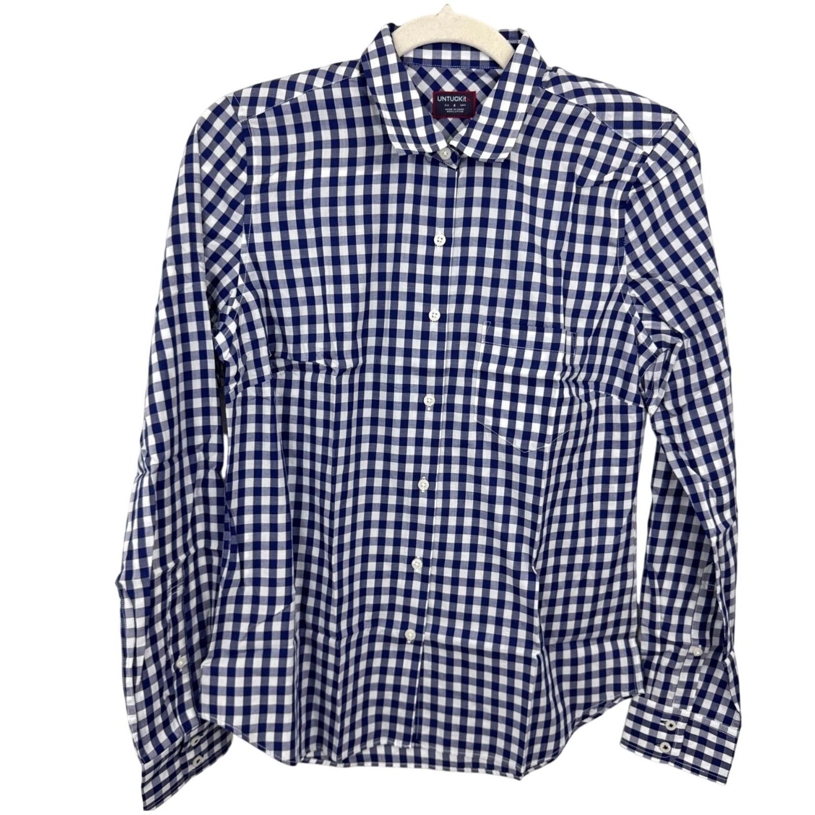 UNTUCKit UNTUCKIT Belleza Button Up Blue White Gingham Shirt Size 8 Size S / US 4 / IT 40 - 2 Thumbnail