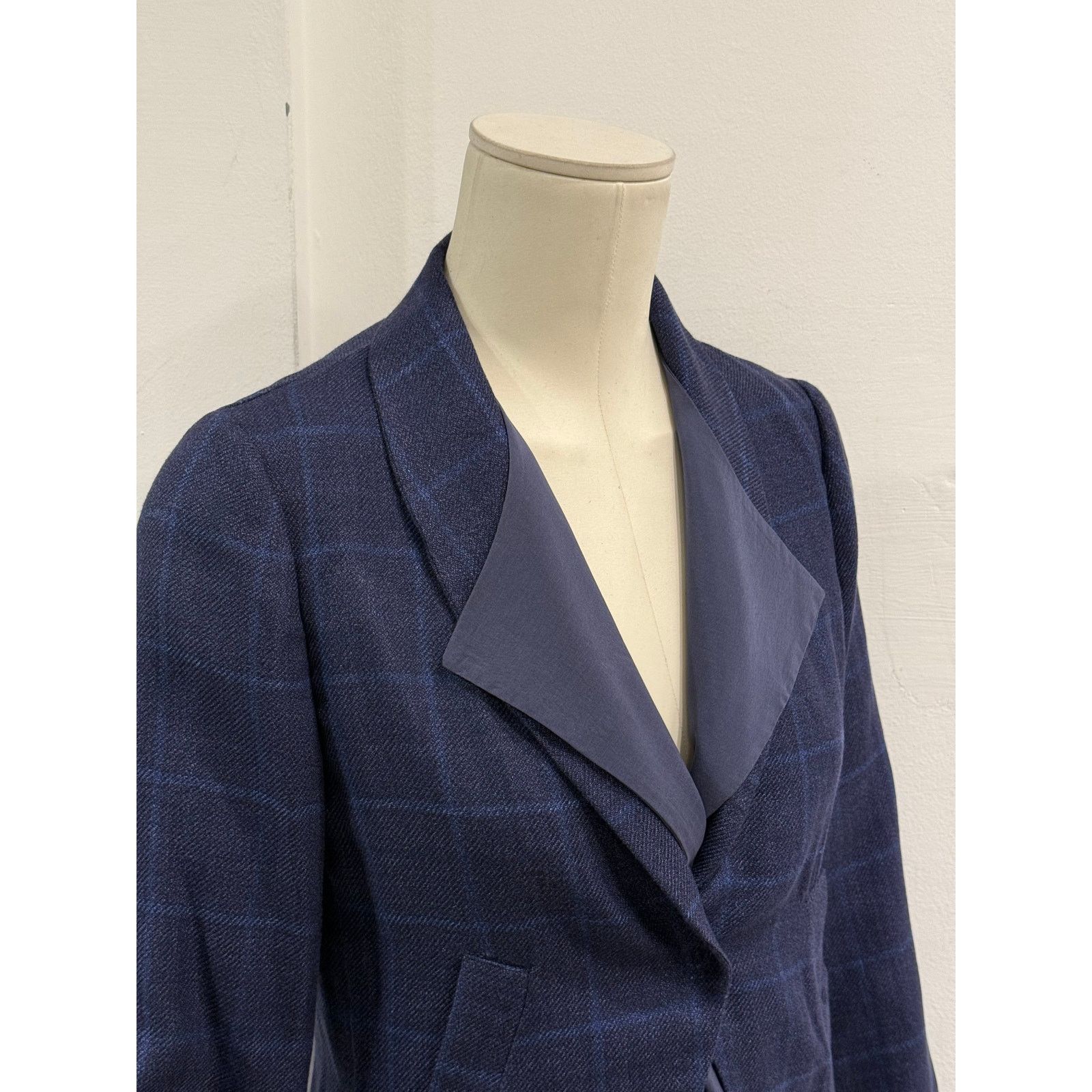 Brunello Cucinelli 2000s Brunello Cucinelli double layer V-shape tartan blazer Size 40R - 5 Thumbnail