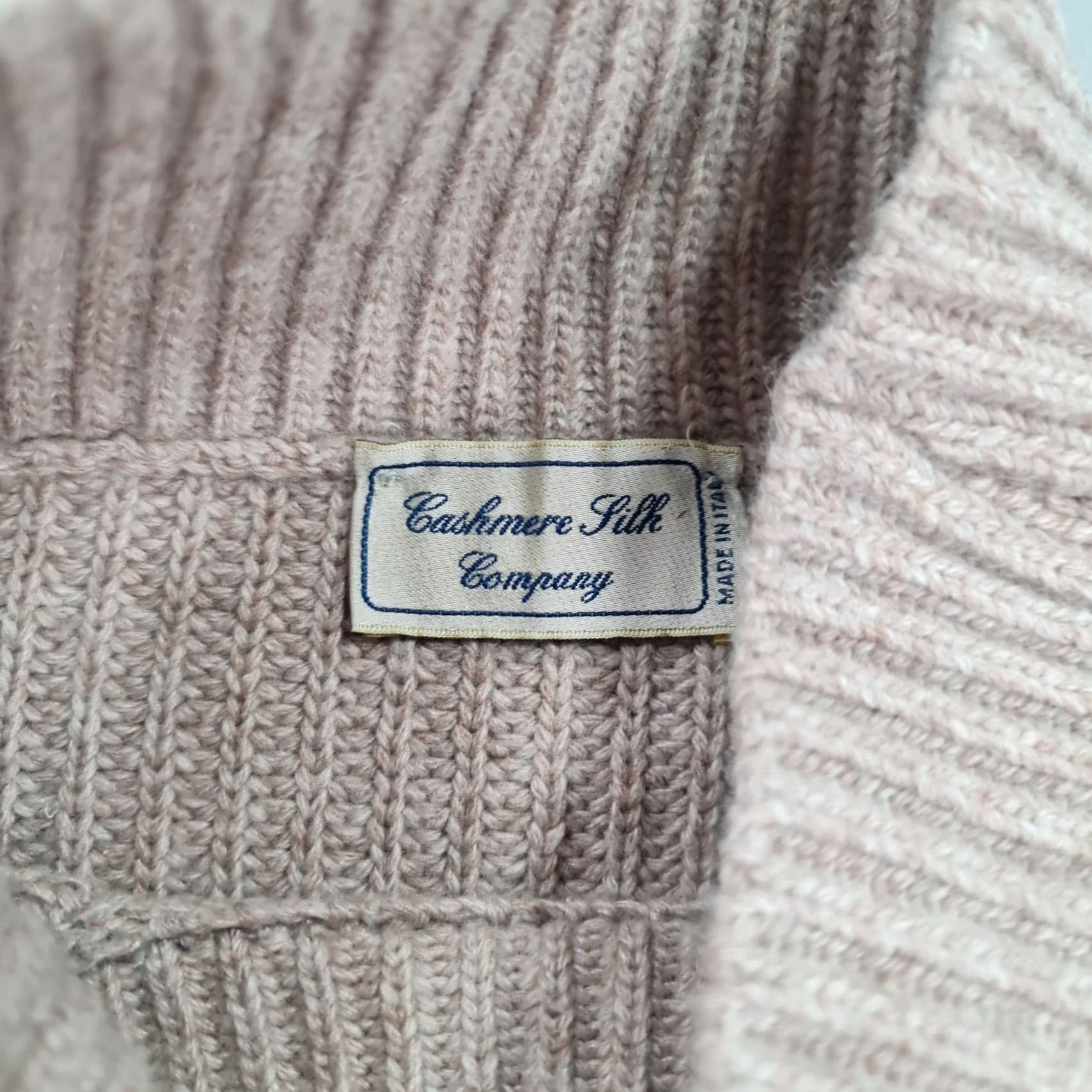 Vintage Cashmere Silk Company Jumper Women Small Beige Mock Neck Knit Pullover Size S / US 4 / IT 40 - 3 Thumbnail