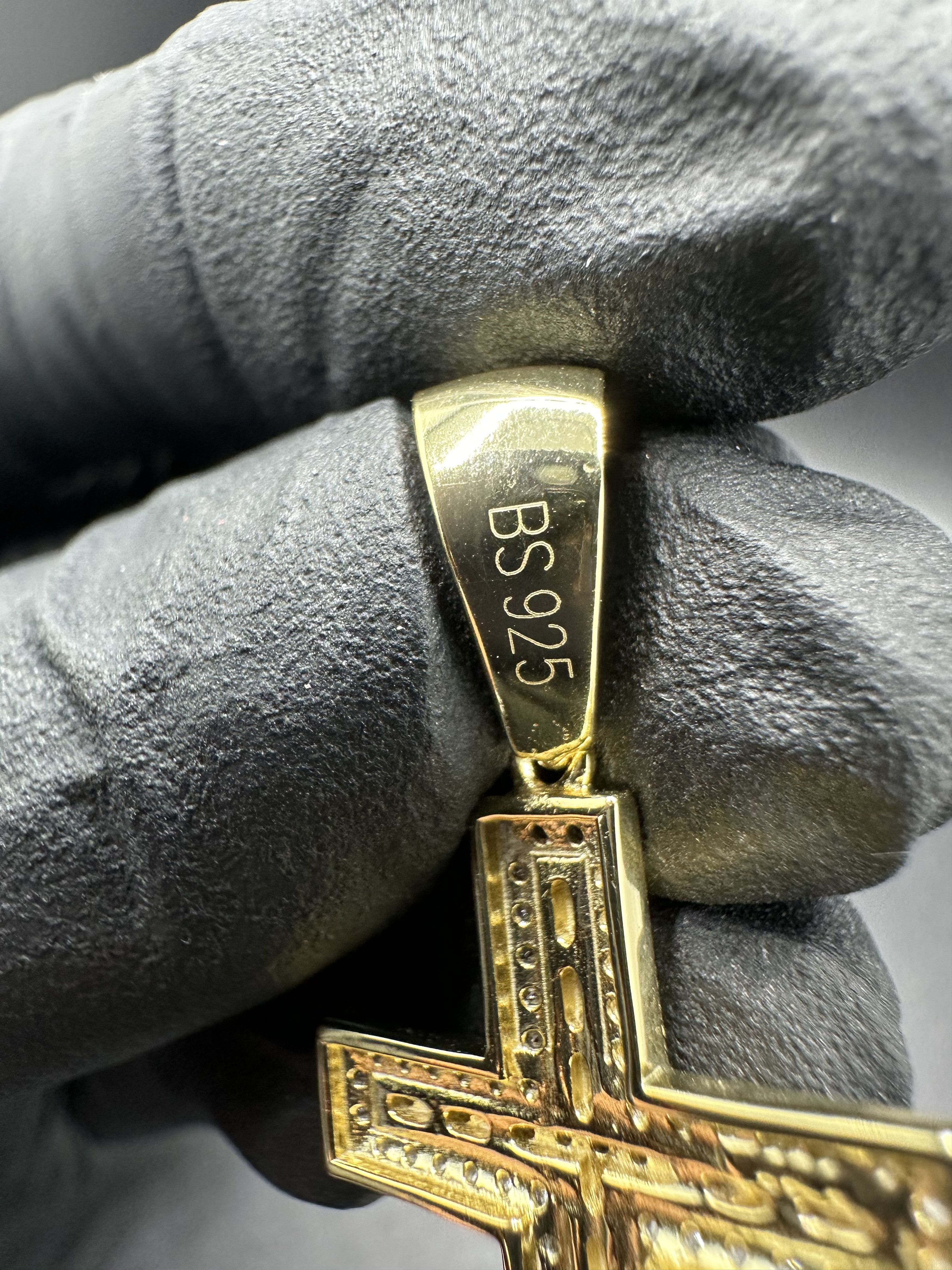 Jewelry 14KT GOLD OVER STERLING SILVER 925 PAVE MOISSANITE CROSS Size ONE SIZE - 5 Thumbnail