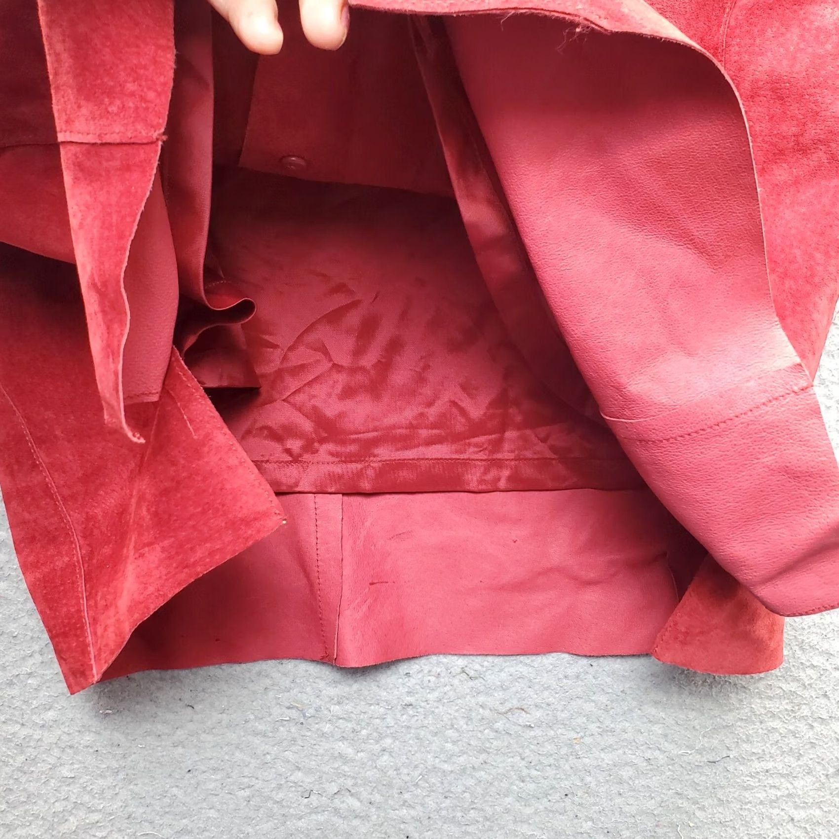 Vintage Valerie Stevens Shacket Womens Size L Red Leather Button Up Slit Sleeve Lined Suede 100% Leather Vintage: No Size L / US 10 / IT 46 - 6 Thumbnail