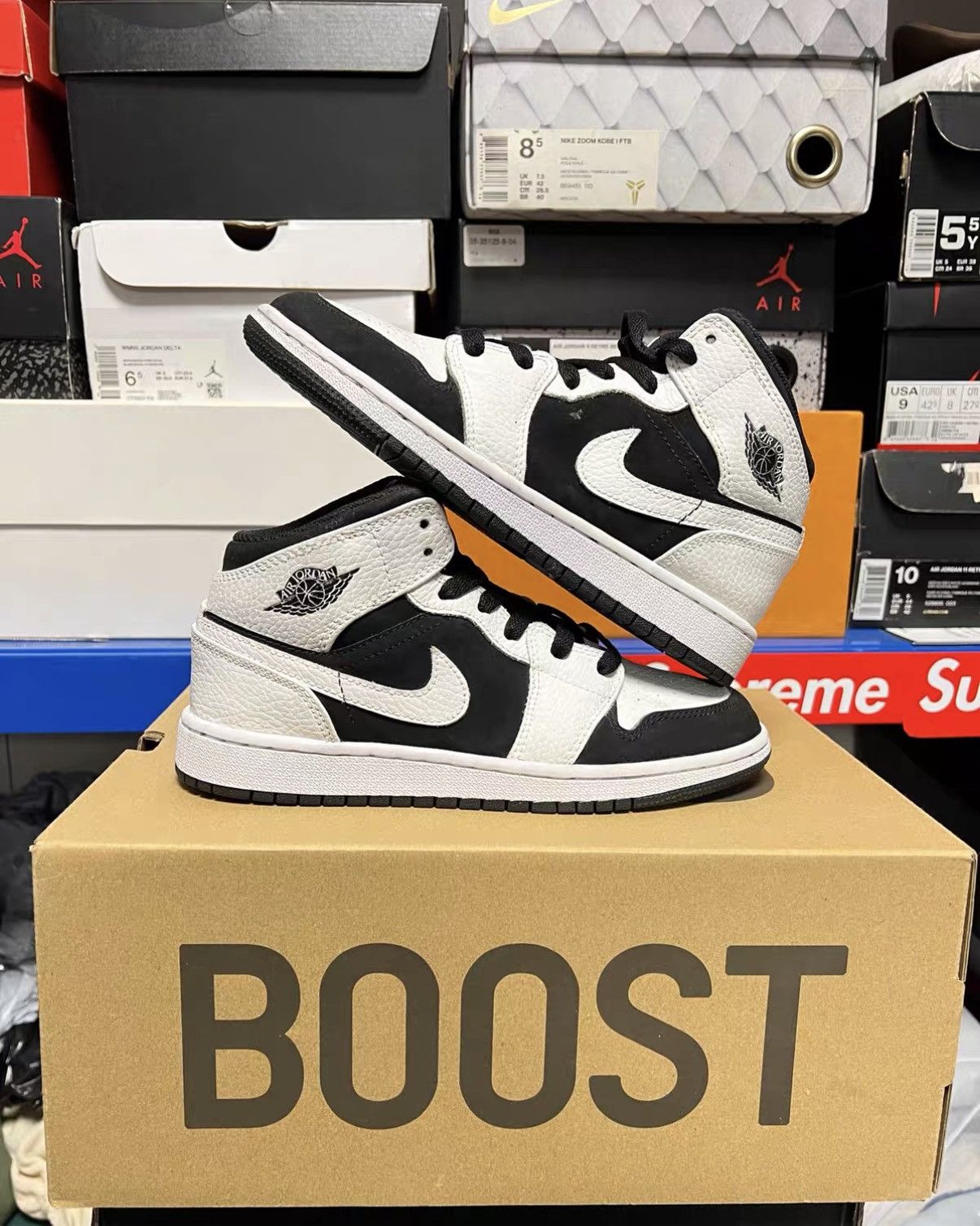 Jordan Brand Air Jordan 1 Black White Panda J42 Size US 6.5 / IT 36.5 - 4 Thumbnail