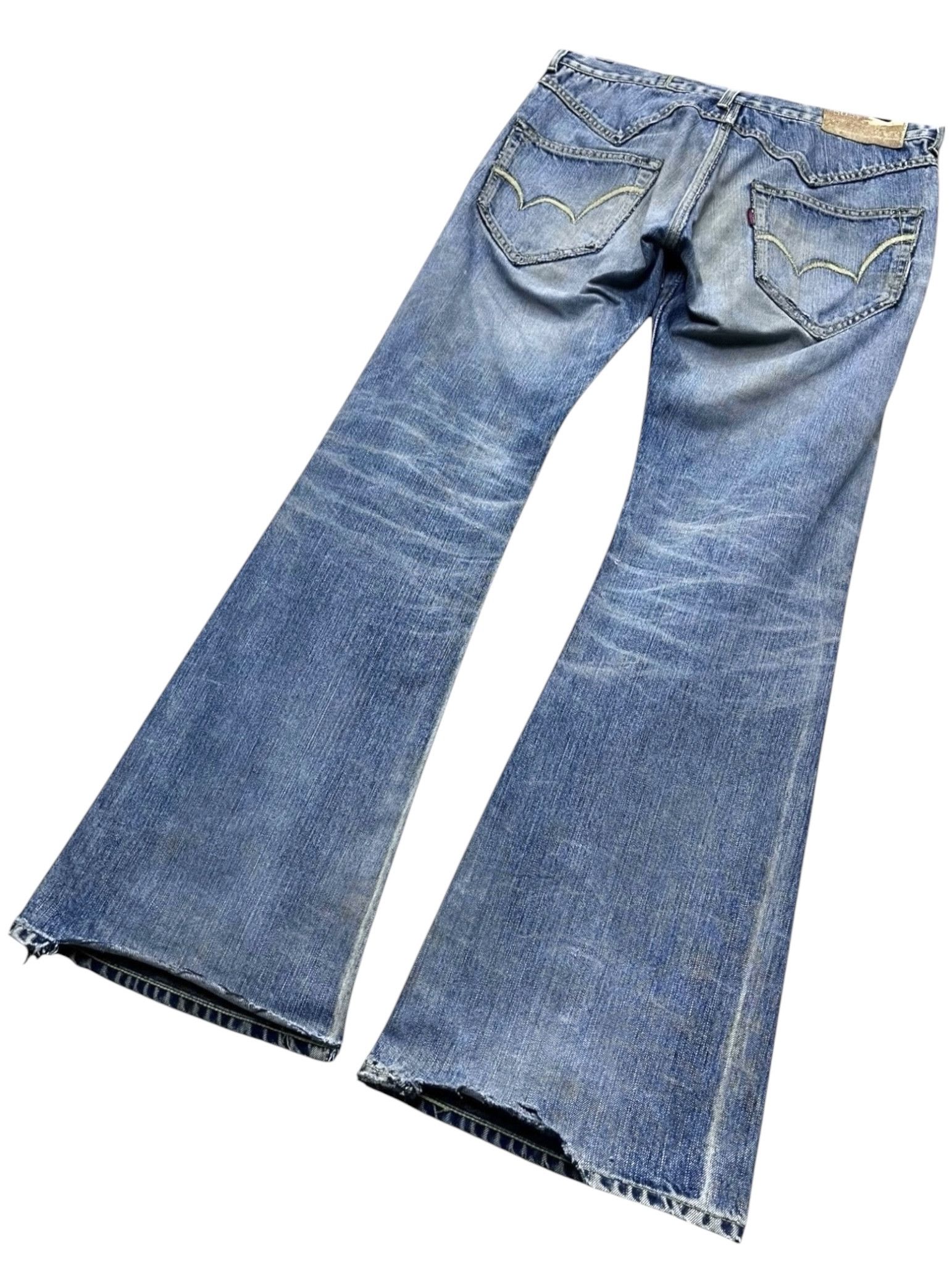 Edwin 🔥Vintage Aging Patina Distressed Denim Süper Flare Jeans Size US 31 - 4 Thumbnail