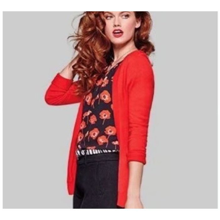 Designer CAbi Red Poppies Short Sleeve Blouse Tunic W's Small Split B Size S / US 4 / IT 40 - 3 Thumbnail